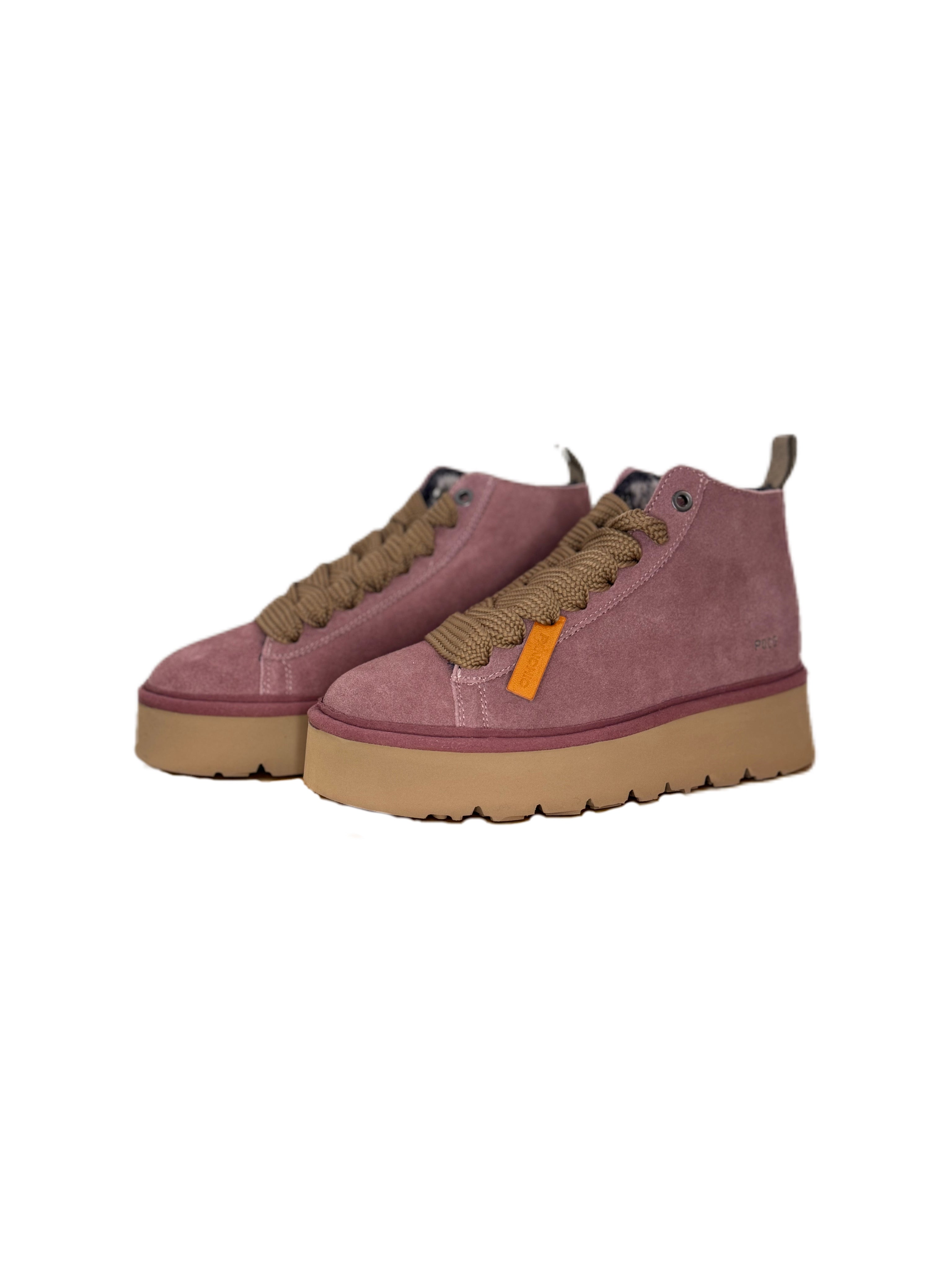 POLACCHINO PANCHIC IN CAMOSCIO FODERATO IN ECOPELLICCIA BROWNROSE