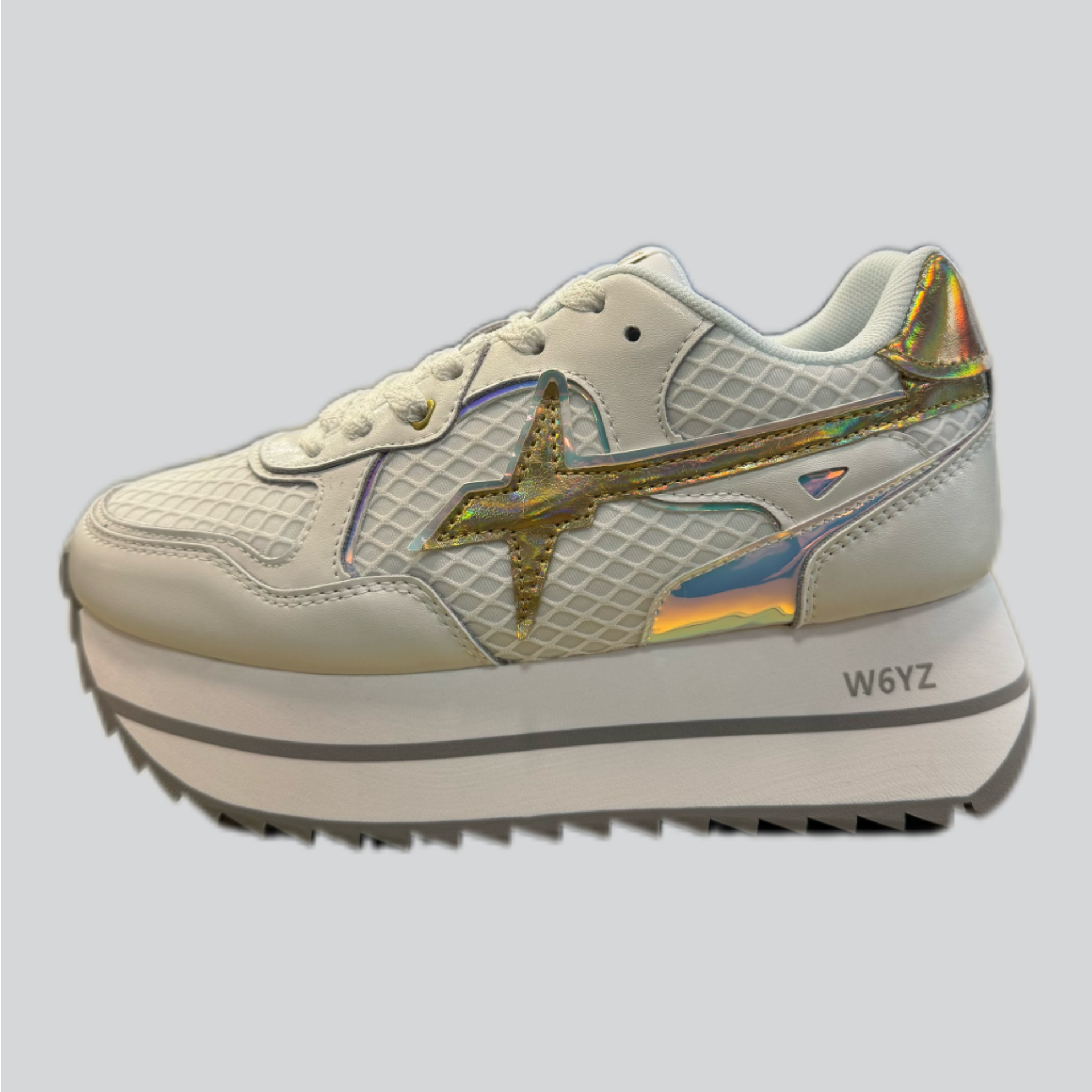 Sneaker W6YZ DEVA in pelle e tessuto tecnico Bianco-Platino