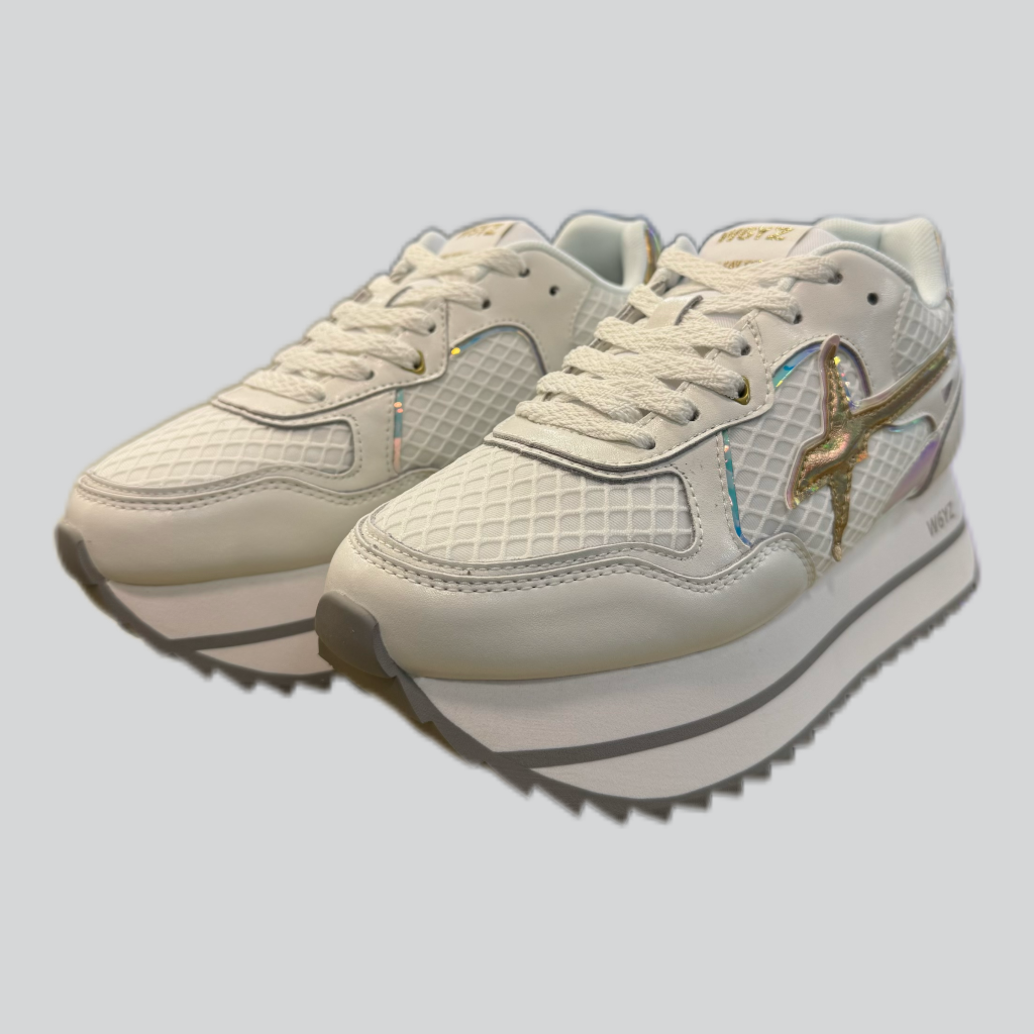 Sneaker W6YZ DEVA in pelle e tessuto tecnico Bianco-Platino
