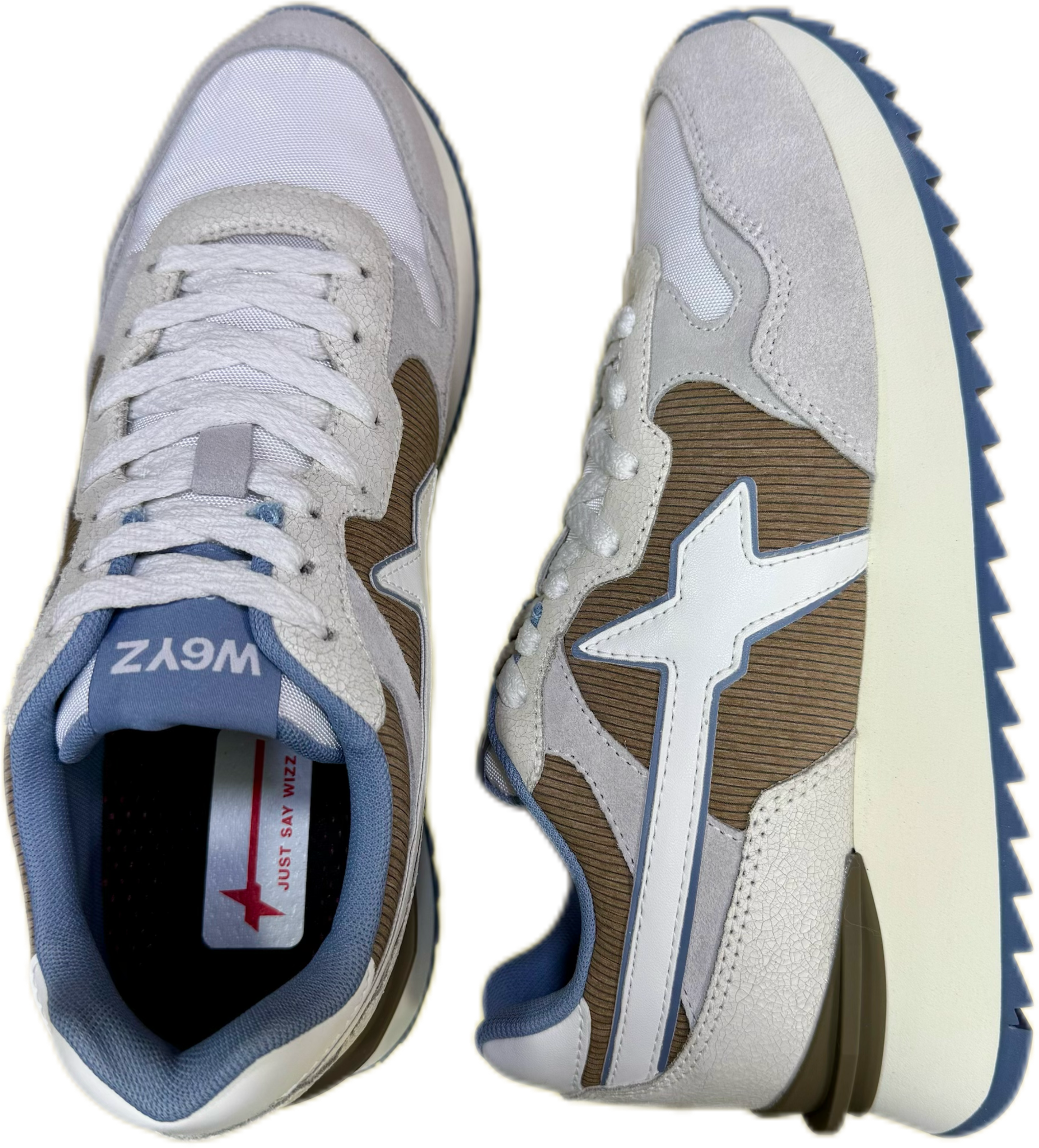 Sneaker W6YZ YAK in tessuto tecnico e suede Bianco e Marrone