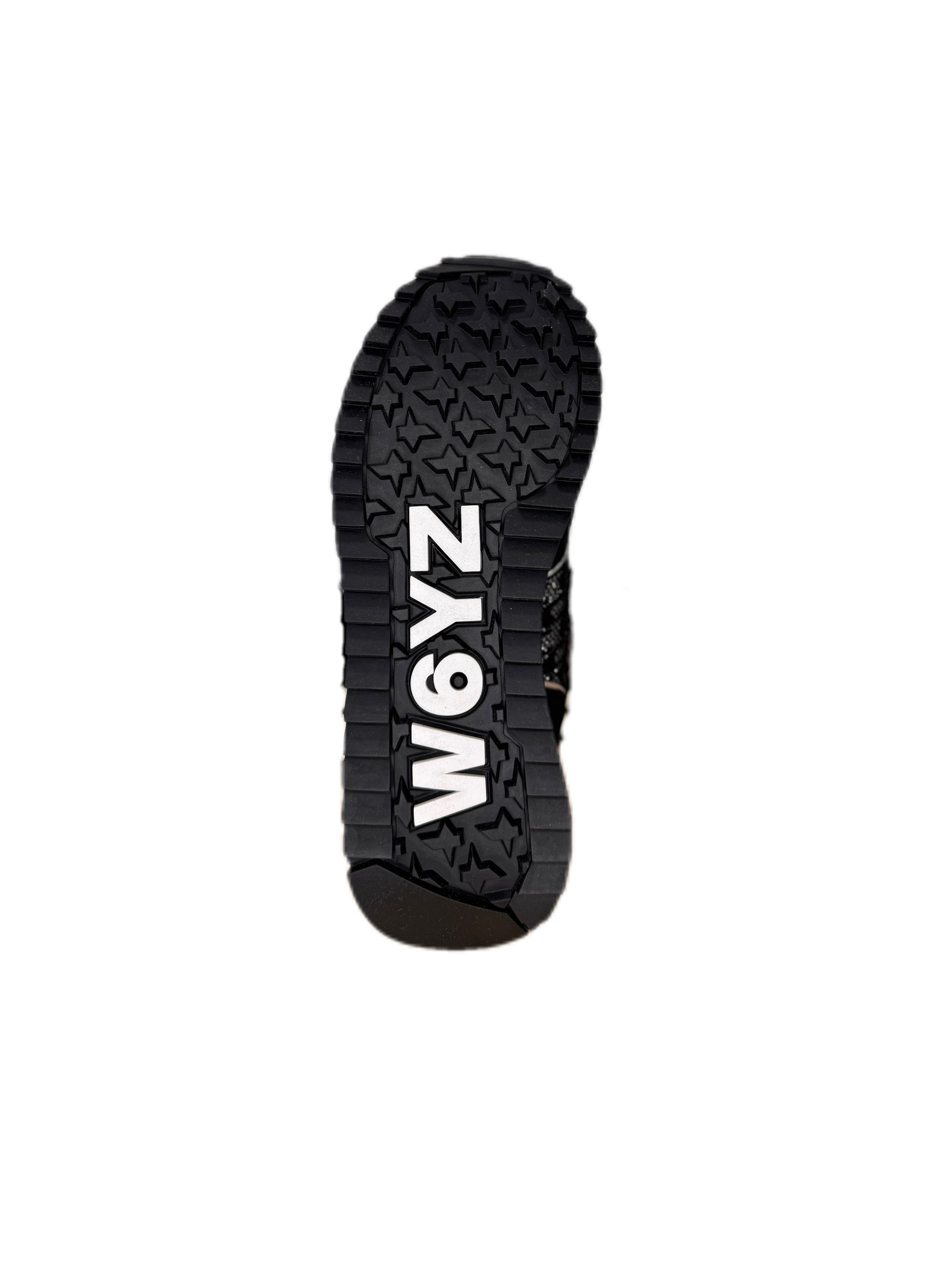 Sneaker W6YZ JET in tessuto tecnico suede glitter nero e argento