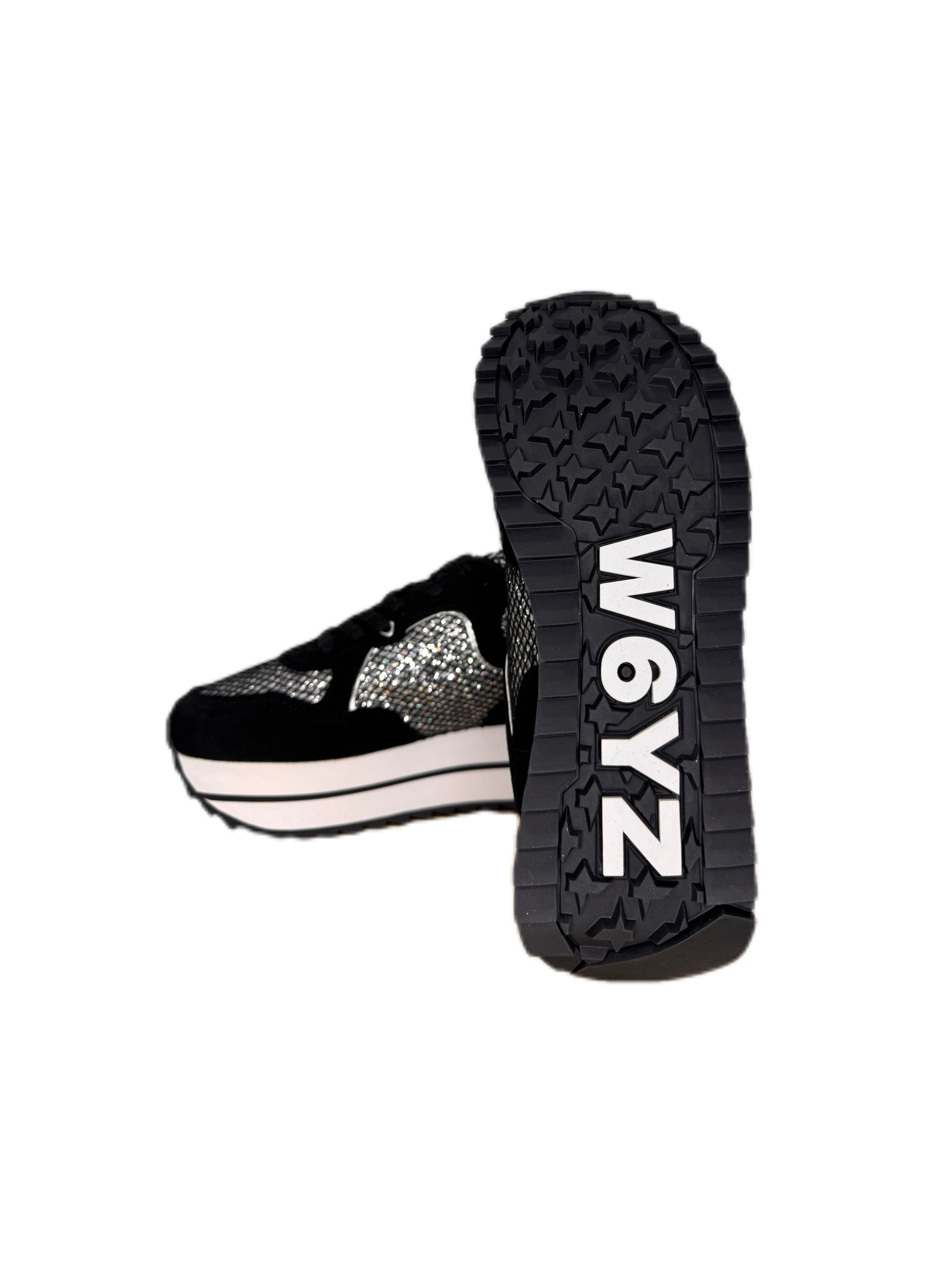 Sneaker W6YZ DEVA in tessuto tecnico e suede nero e argento