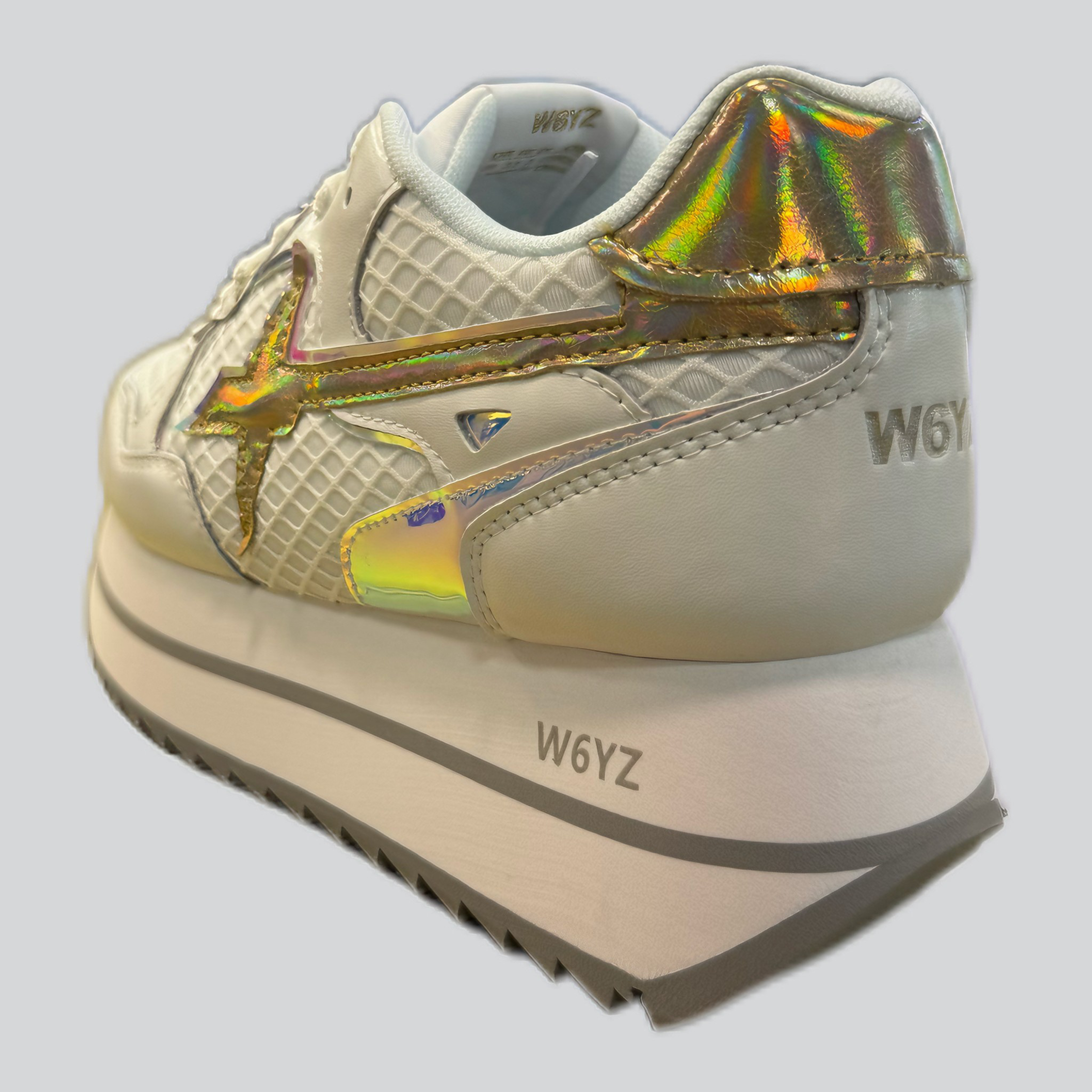 Sneaker W6YZ DEVA in pelle e tessuto tecnico Bianco-Platino