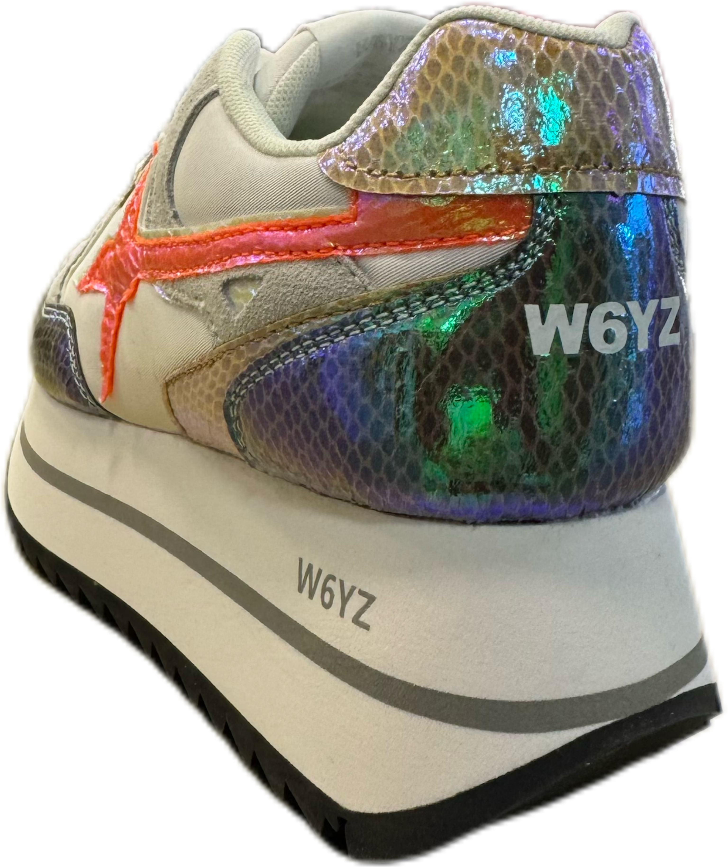 Sneaker W6YZ DEVA in pelle e tessuto tecnico iridescent pink-white-orange