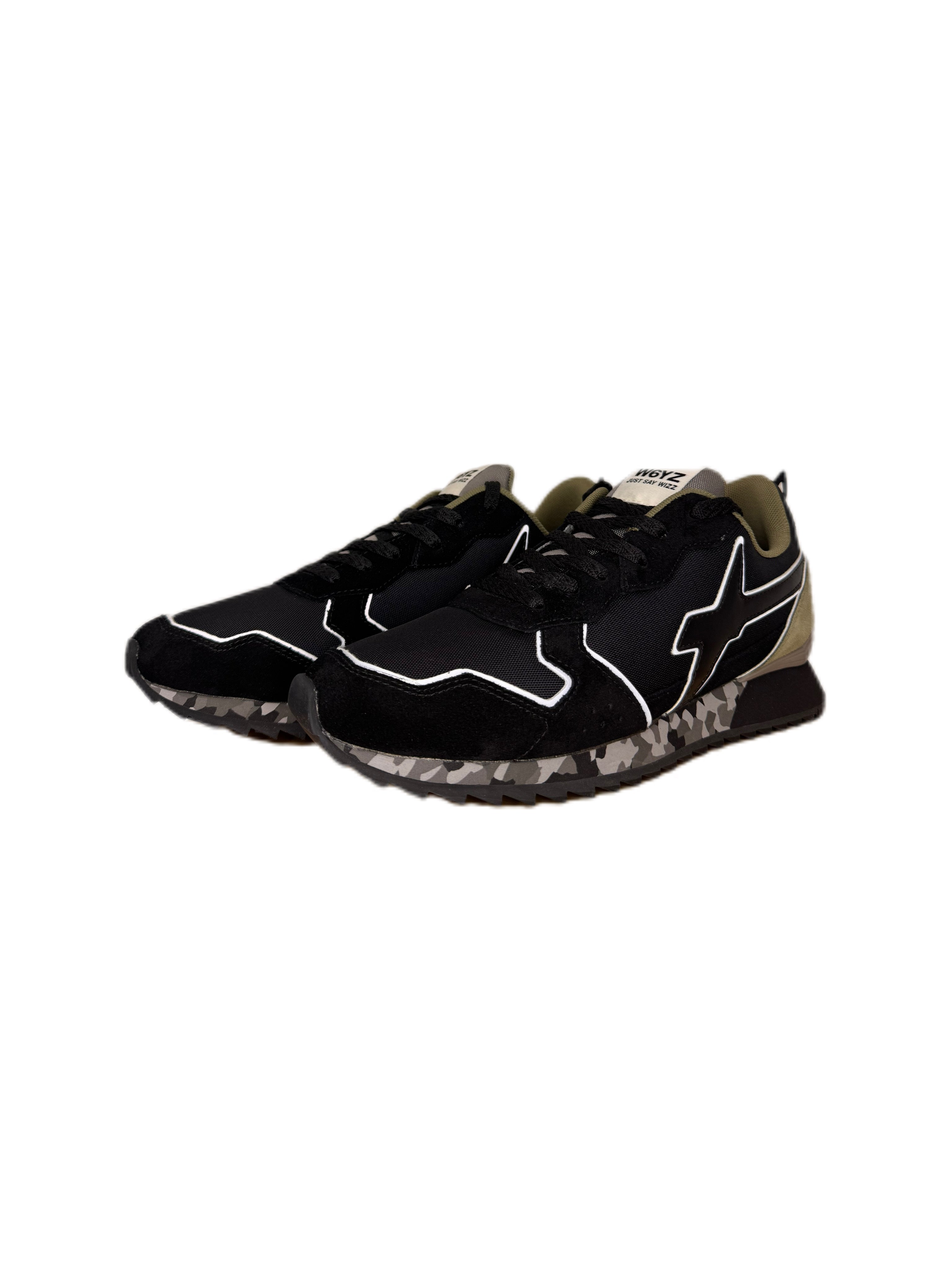 Sneaker W6YZ YAK in suede e tessuto tecnico militare antracite taupe