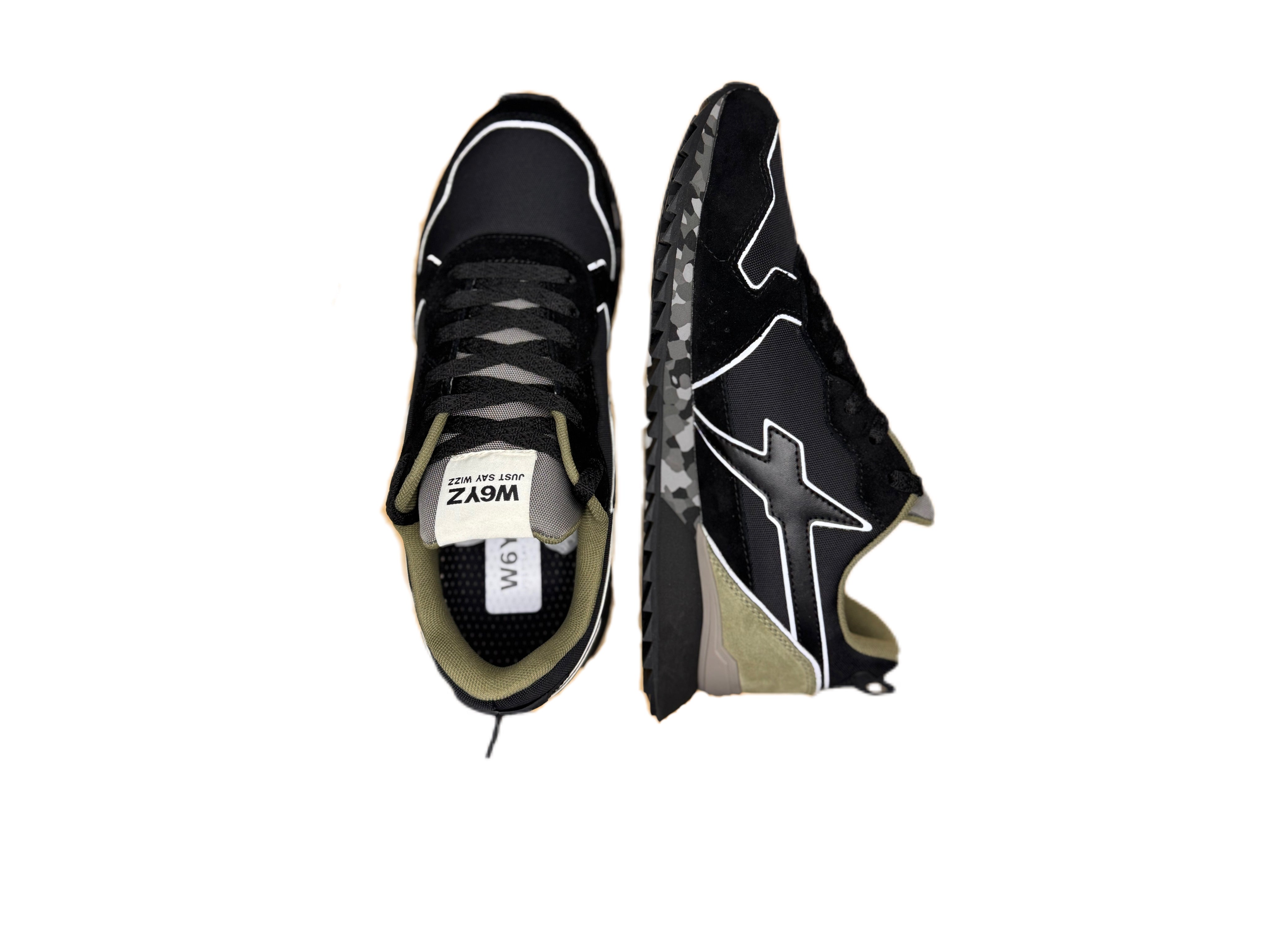 Sneaker W6YZ YAK in suede e tessuto tecnico militare antracite taupe