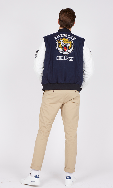 Giubbotto varsity AMERICAN COLLEGE blu-bianco