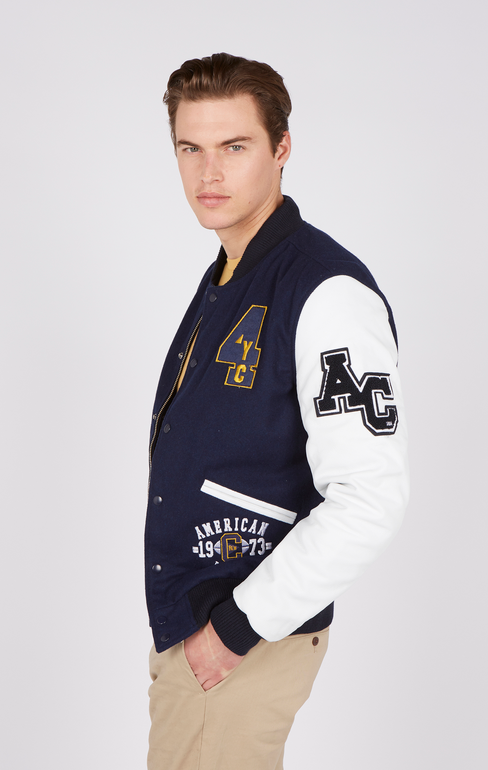 Giubbotto varsity AMERICAN COLLEGE blu-bianco