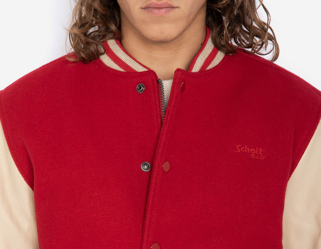 Giubbotto varsity SCHOTT rosso-panna