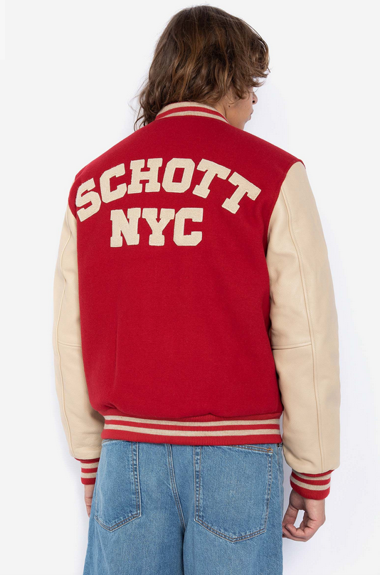 Giubbotto varsity SCHOTT rosso-panna