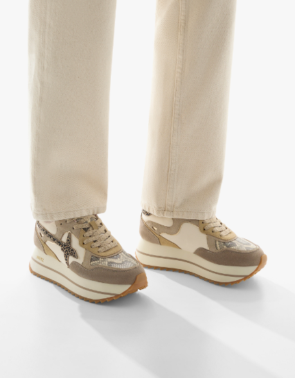 Sneaker W6YZ DEVA in tessuto tecnico e suede - Tortora-Beige