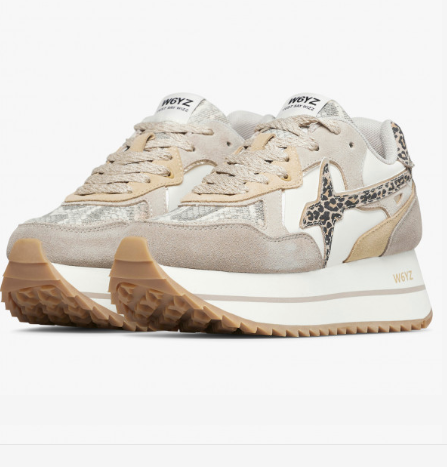 Sneaker W6YZ DEVA in tessuto tecnico e suede - Tortora-Beige