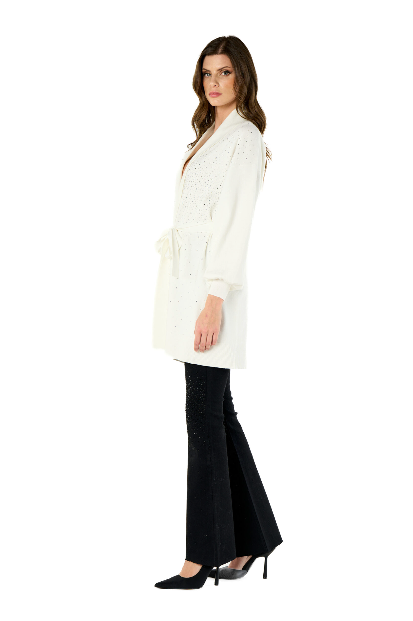 Maxi cardigan NO SECRET con cascata diamanti