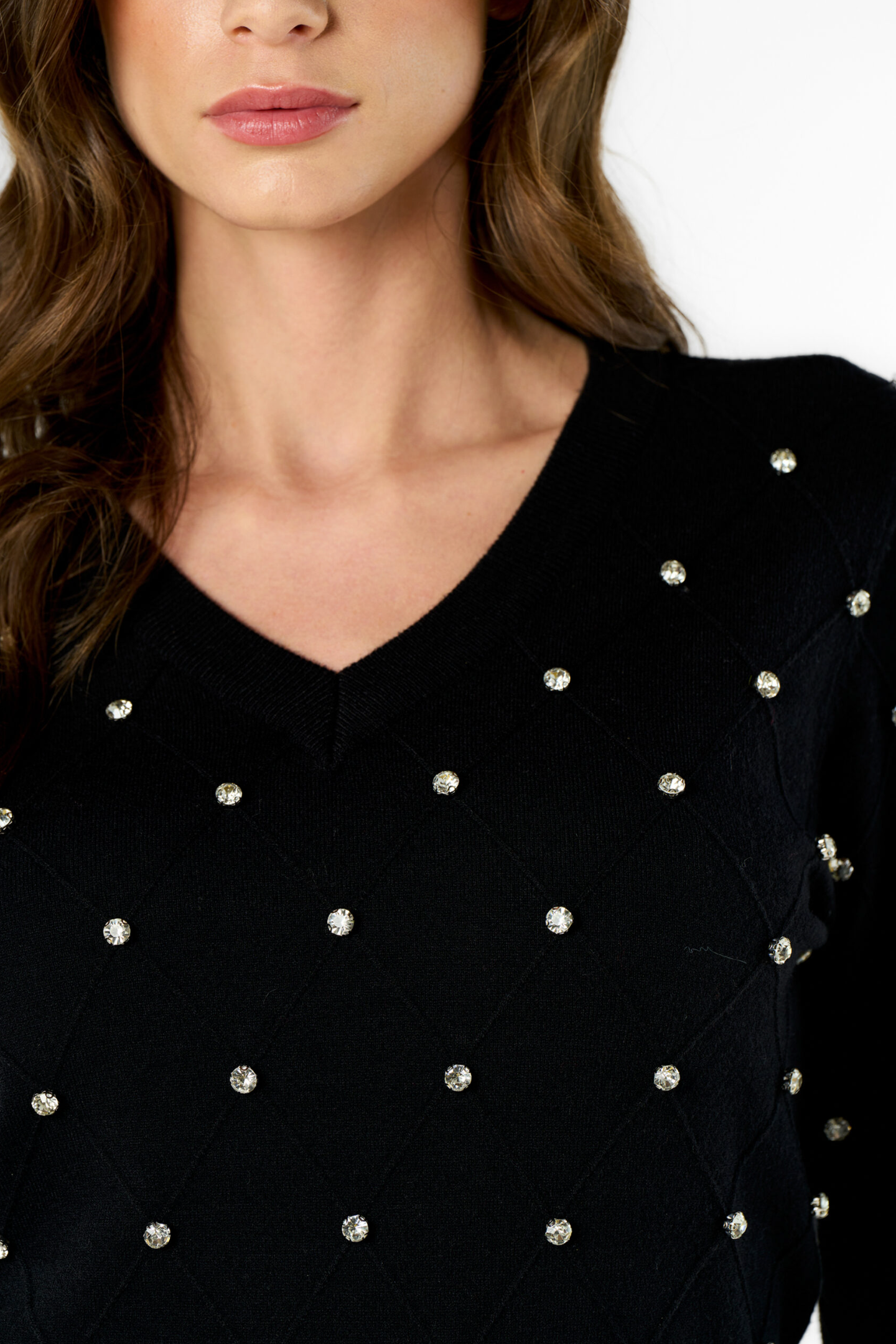 Maglia V NO SECRET con rombi e diamanti