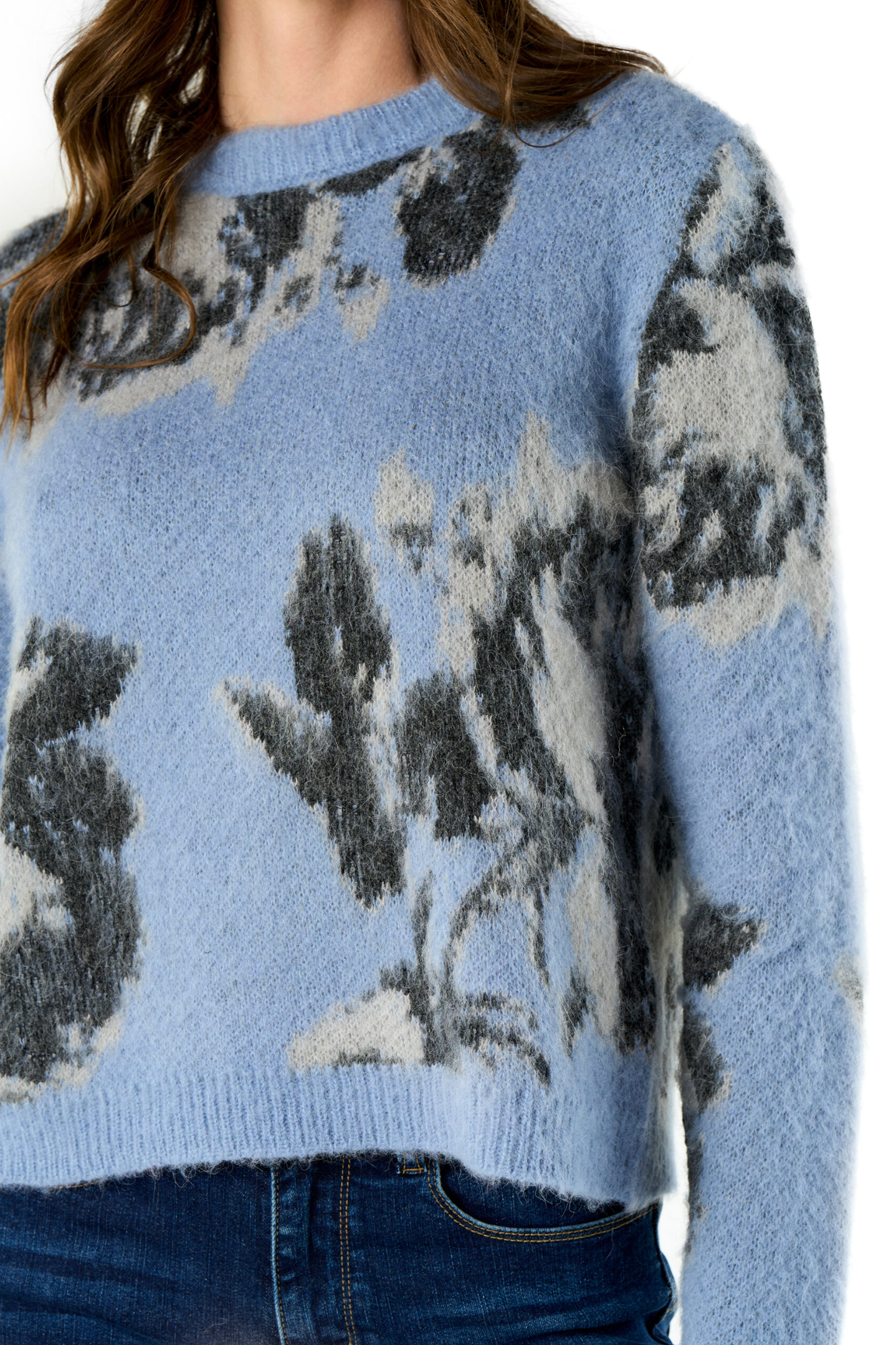 Maglia girocollo NO SECRET jacquard rose