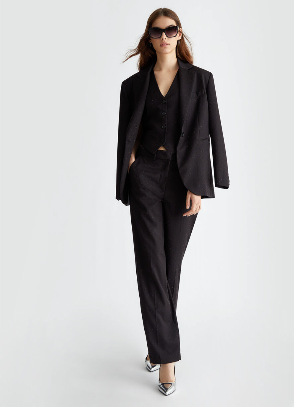 Pantaloni LIU-JO chino in twill con borchiette