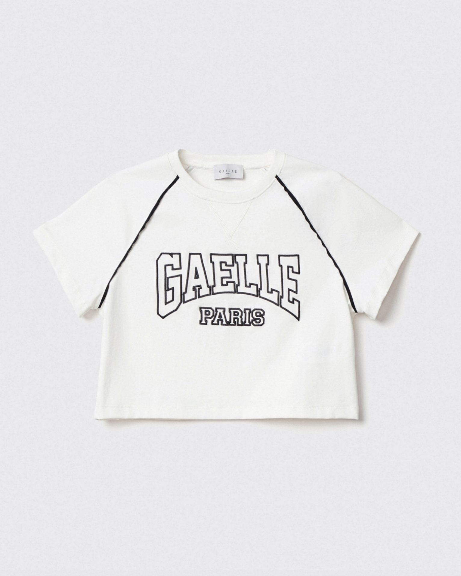 T shirt GAELLE PARIS crop paricollo raglan con inserti profilo