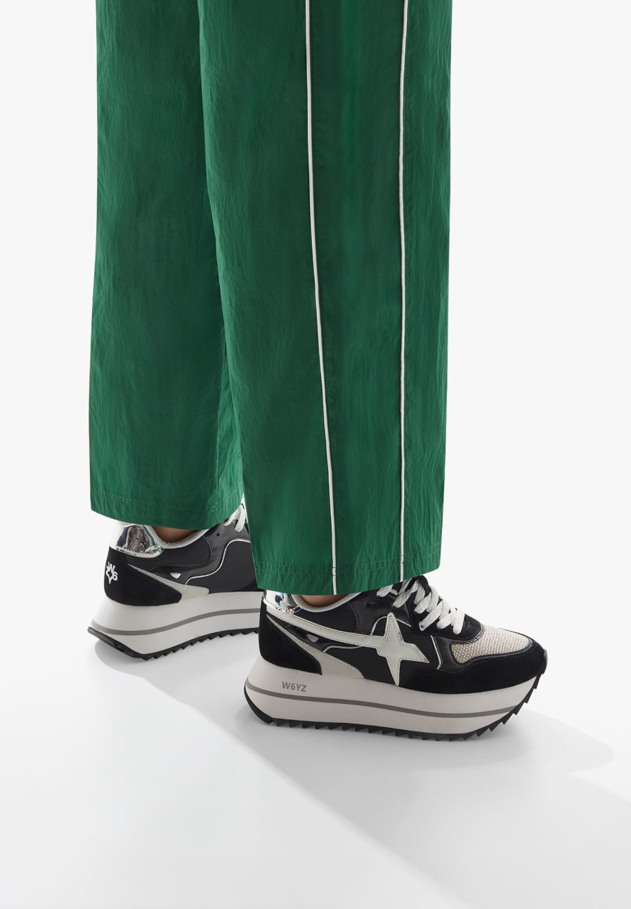 Sneaker W6YZ DEVA in pelle e tessuto tecnico Bianco-Nero