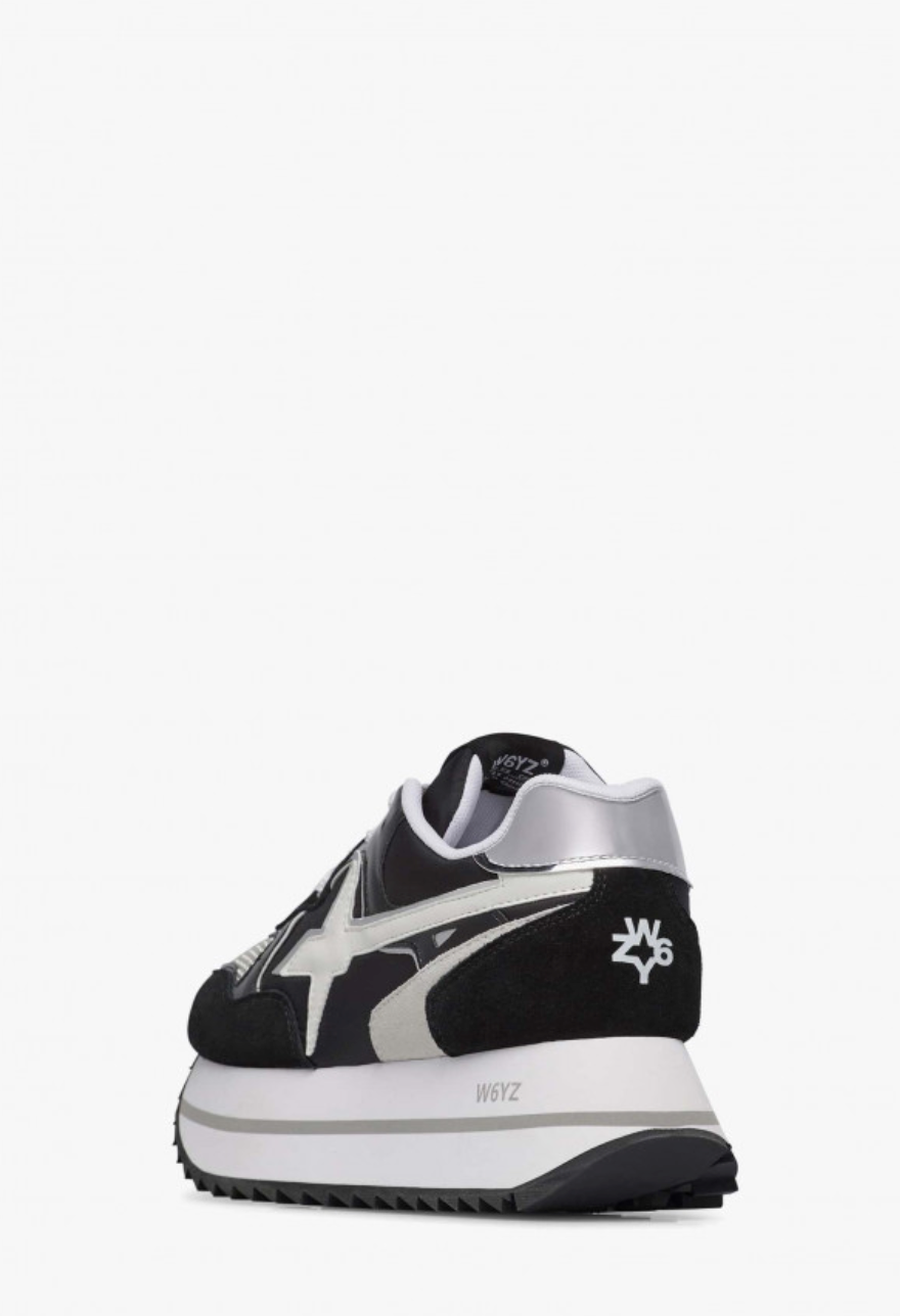 Sneaker W6YZ DEVA in pelle e tessuto tecnico Bianco-Nero