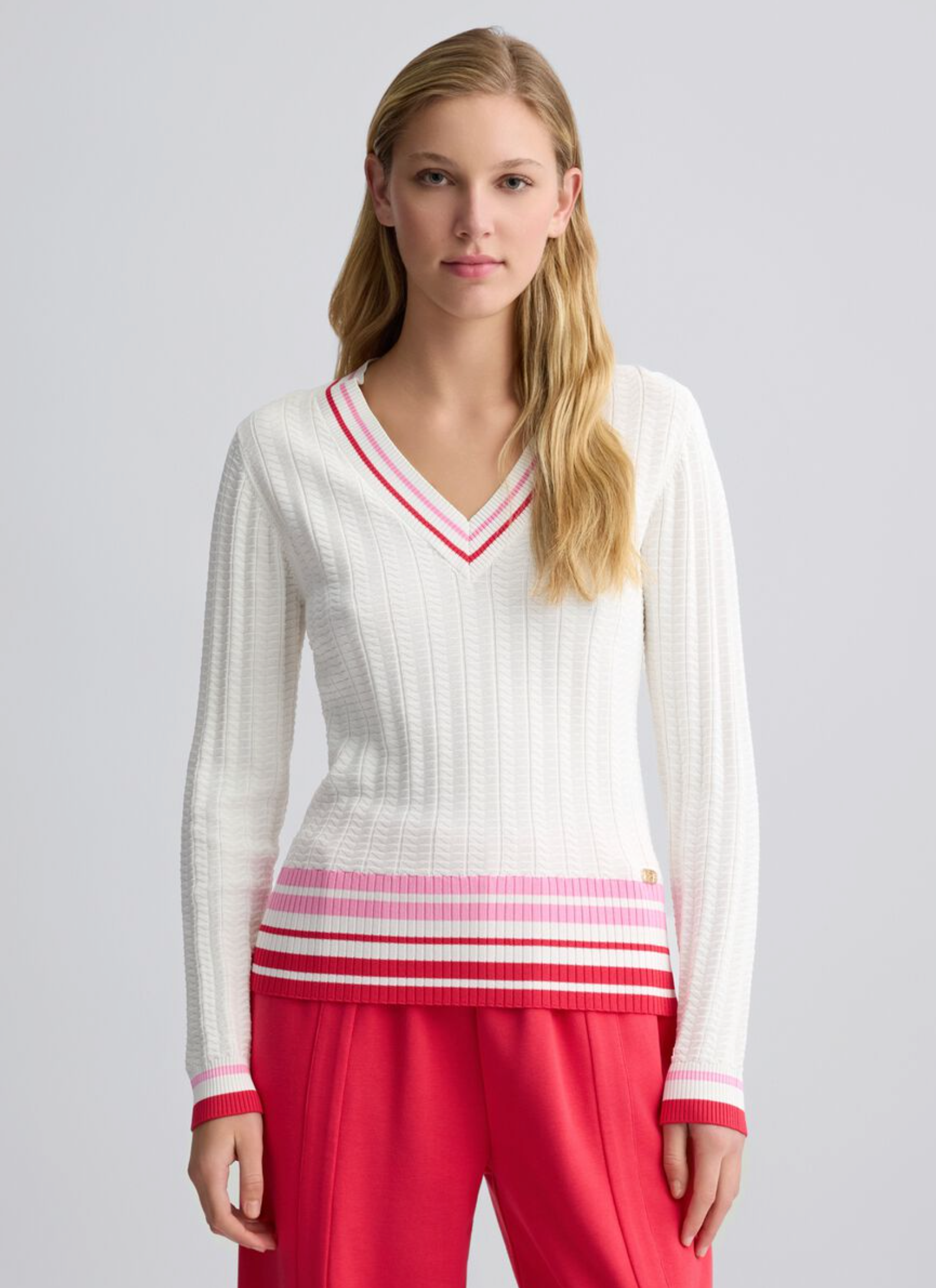 Maglia LIUJO bianca a righe colorate