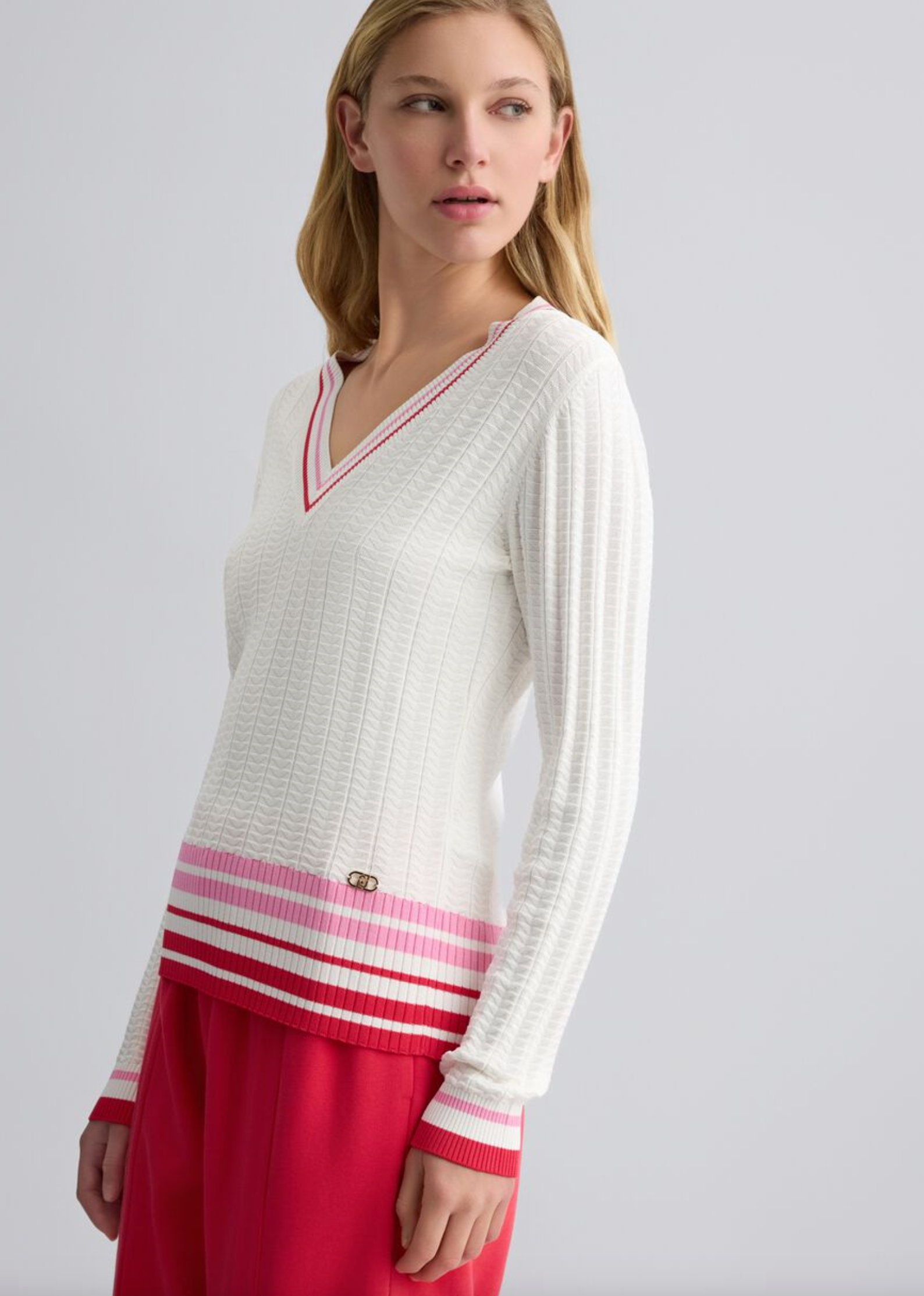 Maglia LIUJO bianca a righe colorate