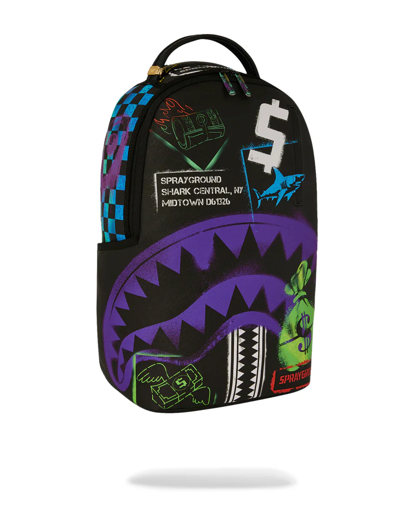 Zaino SPRAYGROUND SHARK CENTRAL STENCILS- BLACK DLXSV BACKPACK