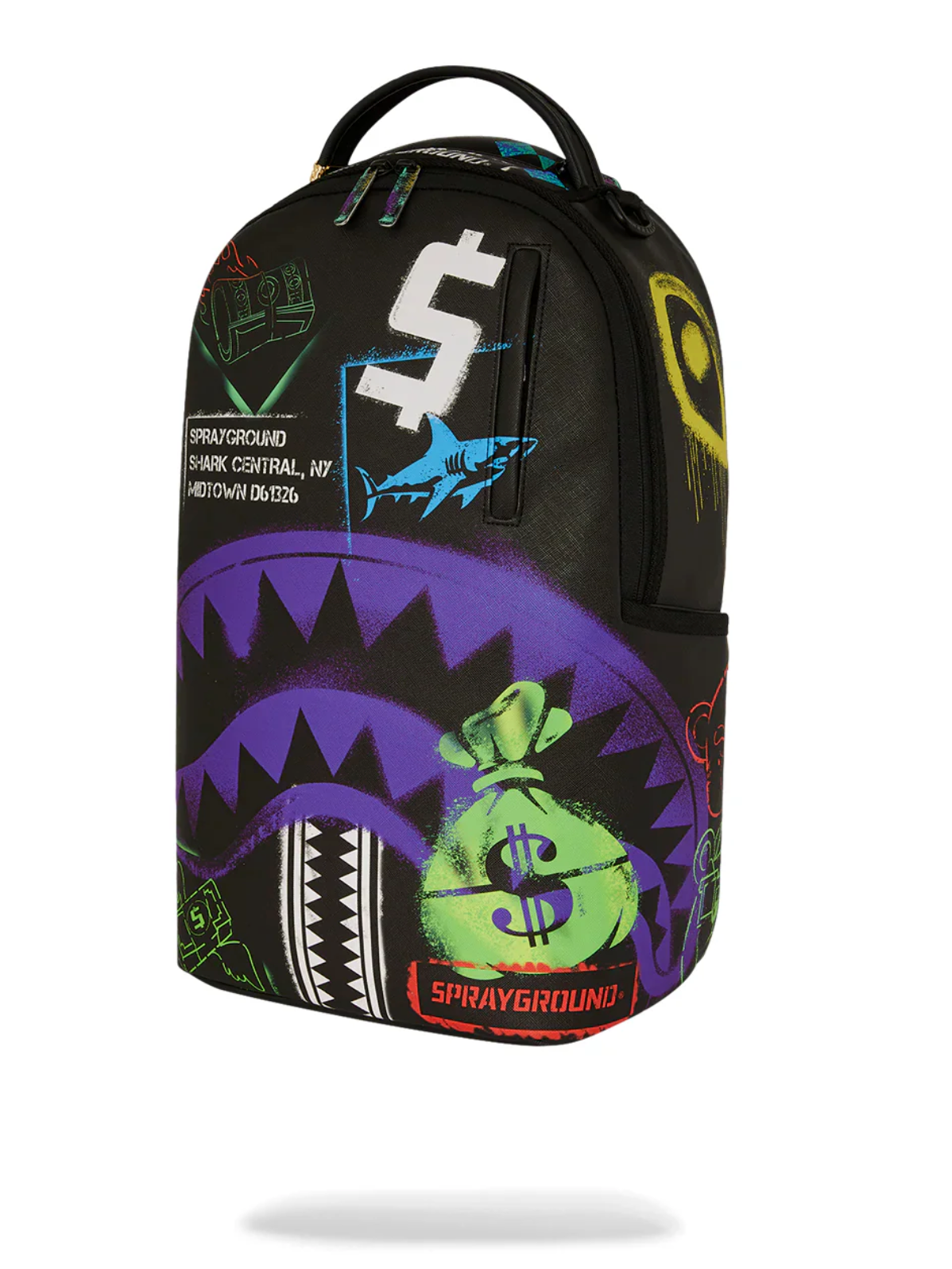 Zaino SPRAYGROUND SHARK CENTRAL STENCILS- BLACK DLXSV BACKPACK