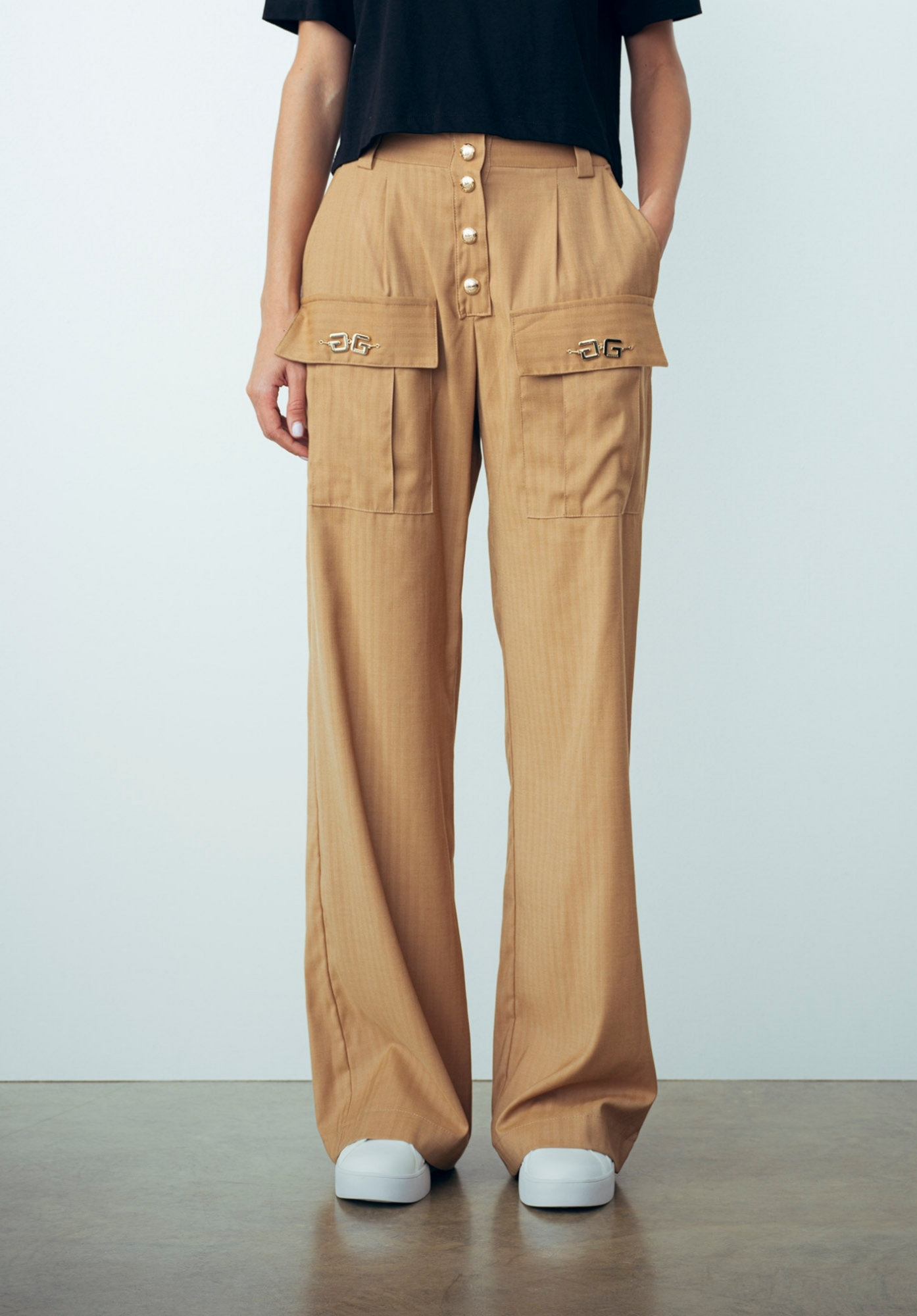 Pantalone a vita alta GAELLE PARIS con tasconi