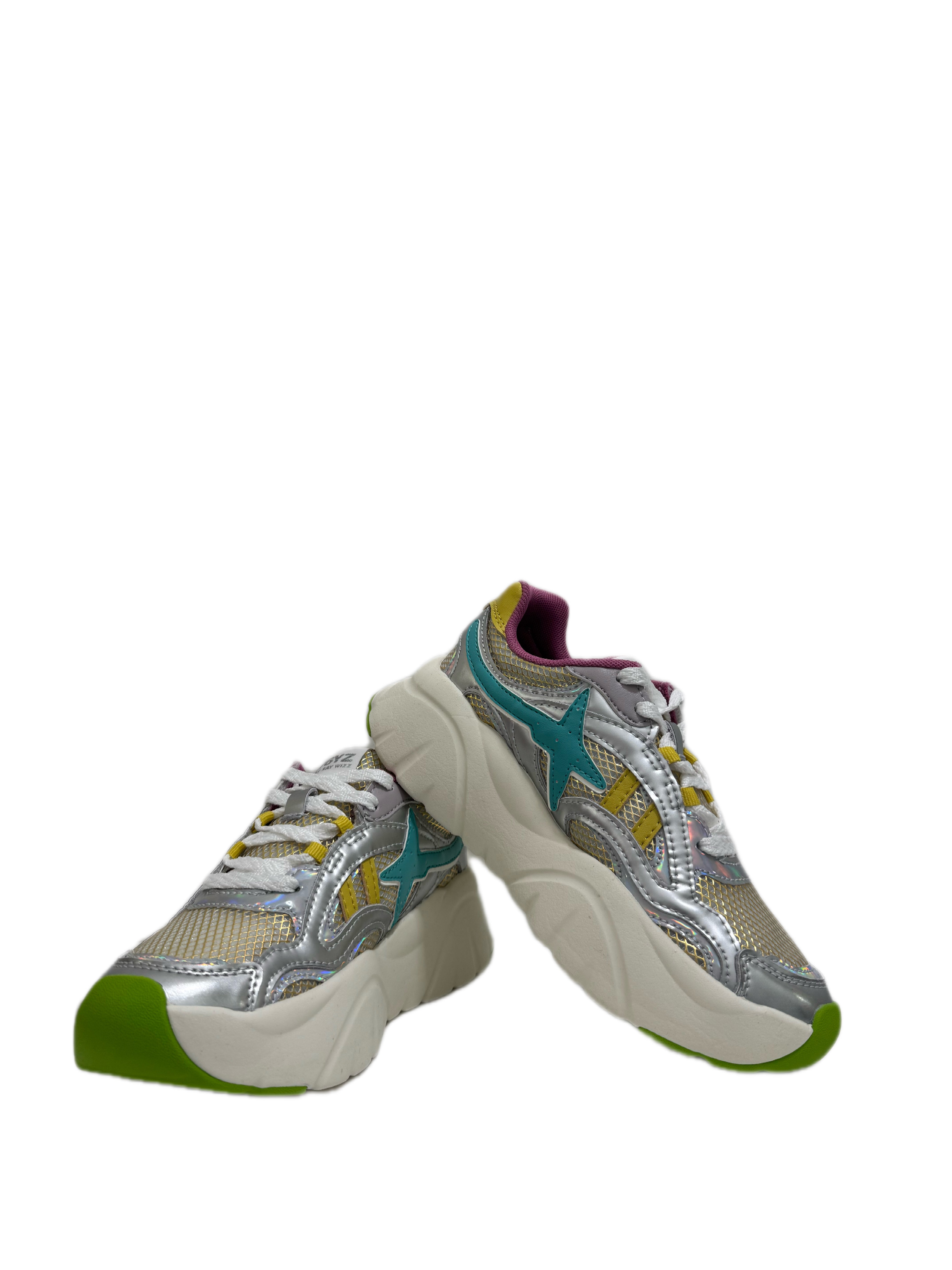 Sneaker W6YZ IDA-W. - Sneakers in suede e tessuto tecnico - Argento - Bianco - Verde