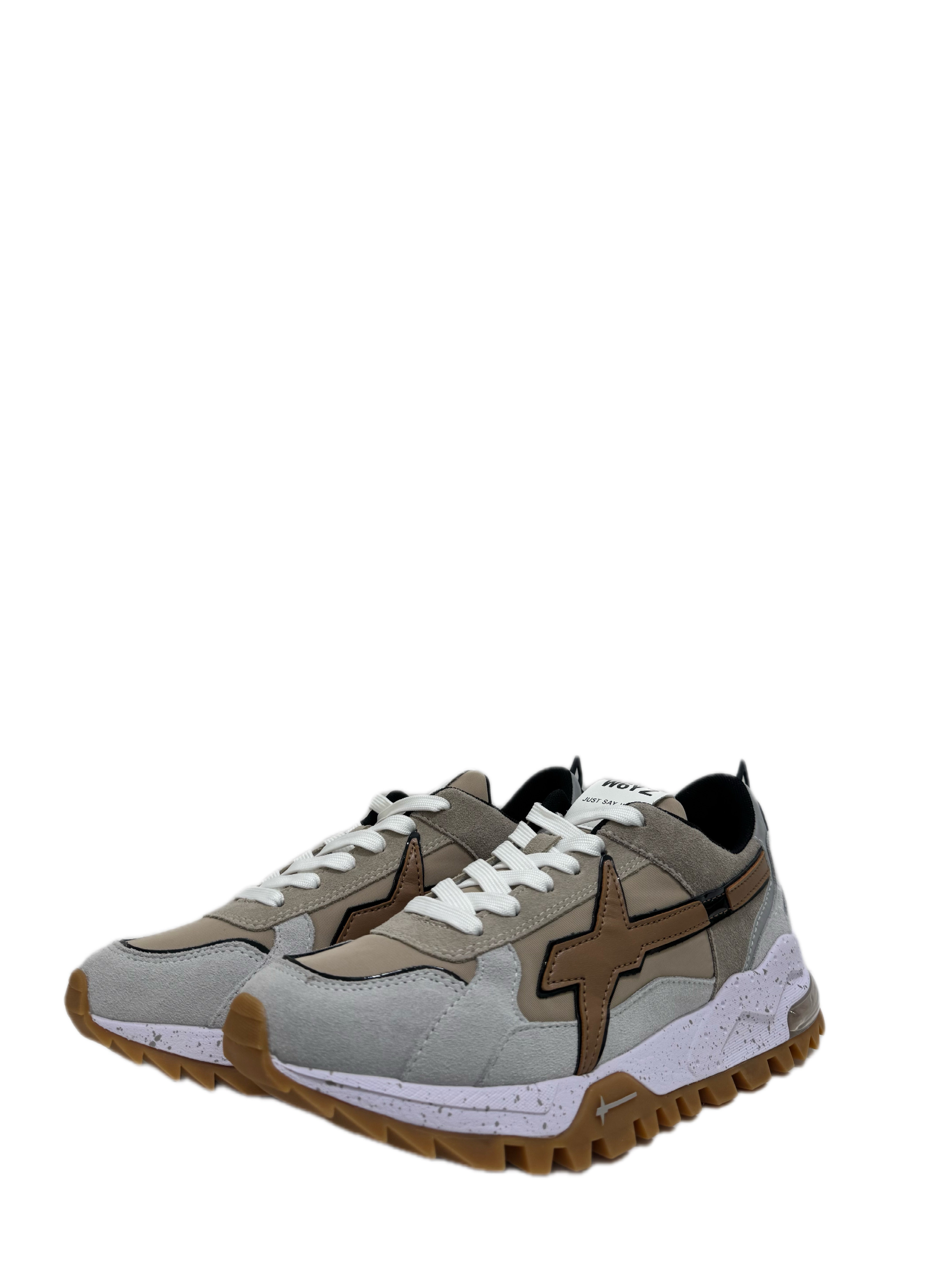 Sneaker W6YZ BREEZE in tessuto tecnico e suede - Bianco - Grigio -Marrone