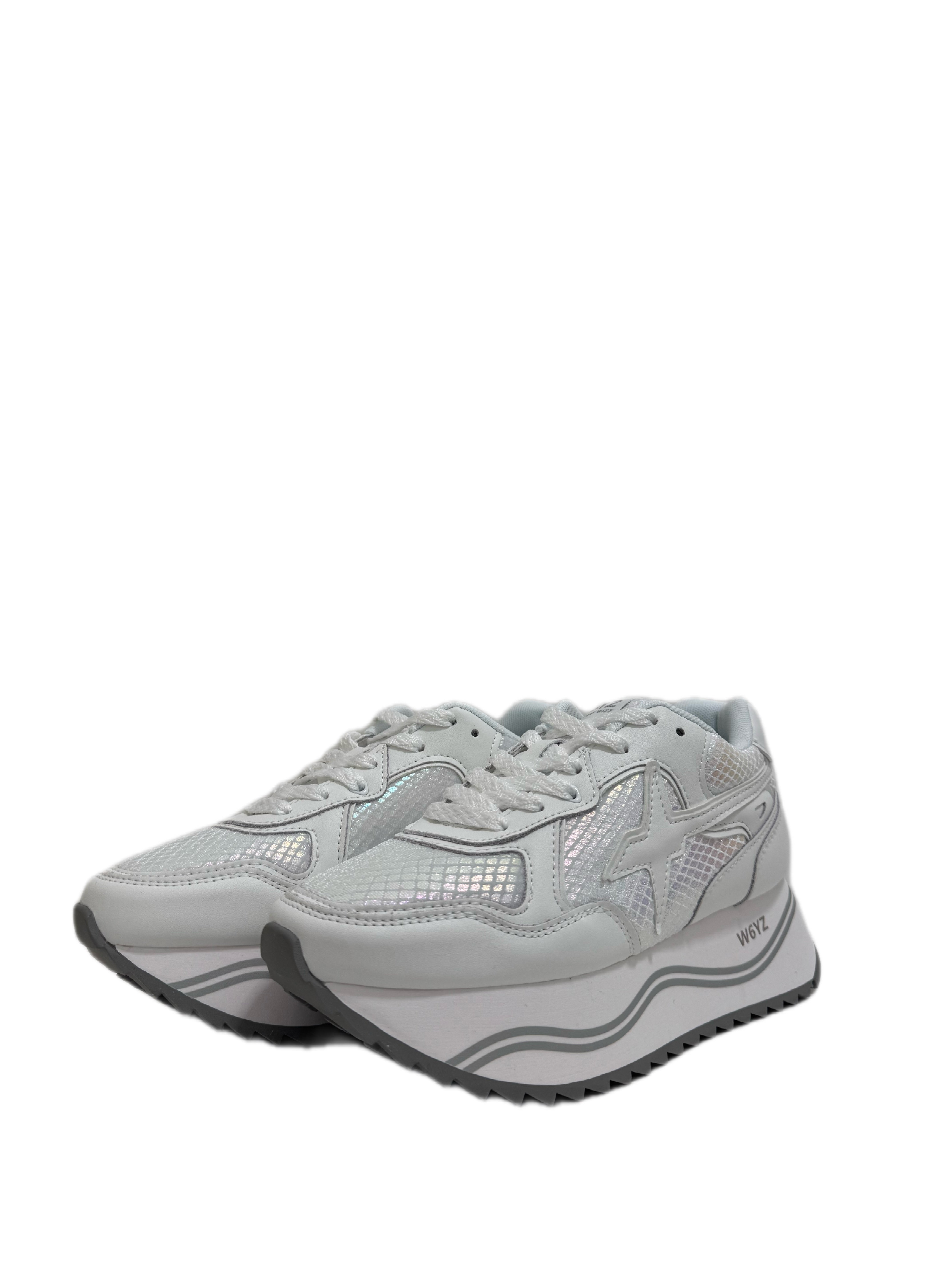 Sneaker W6YZ DEVA in suede e tessuto tecnico - Bianco - Celeste