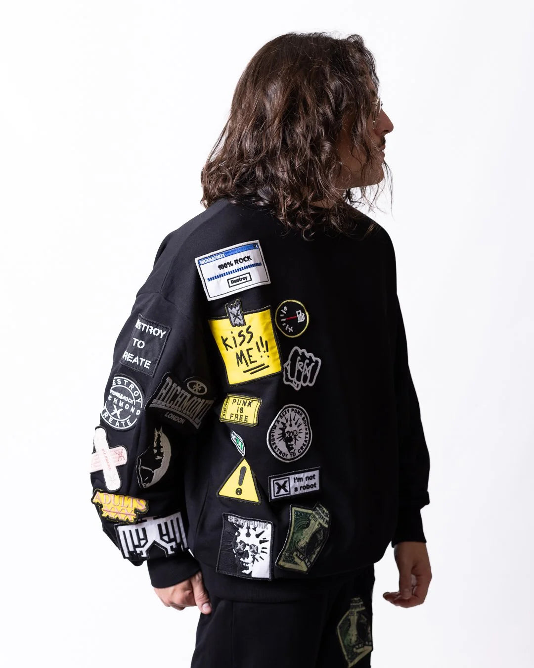 Felpa RICHMOND girocollo con multi-patch