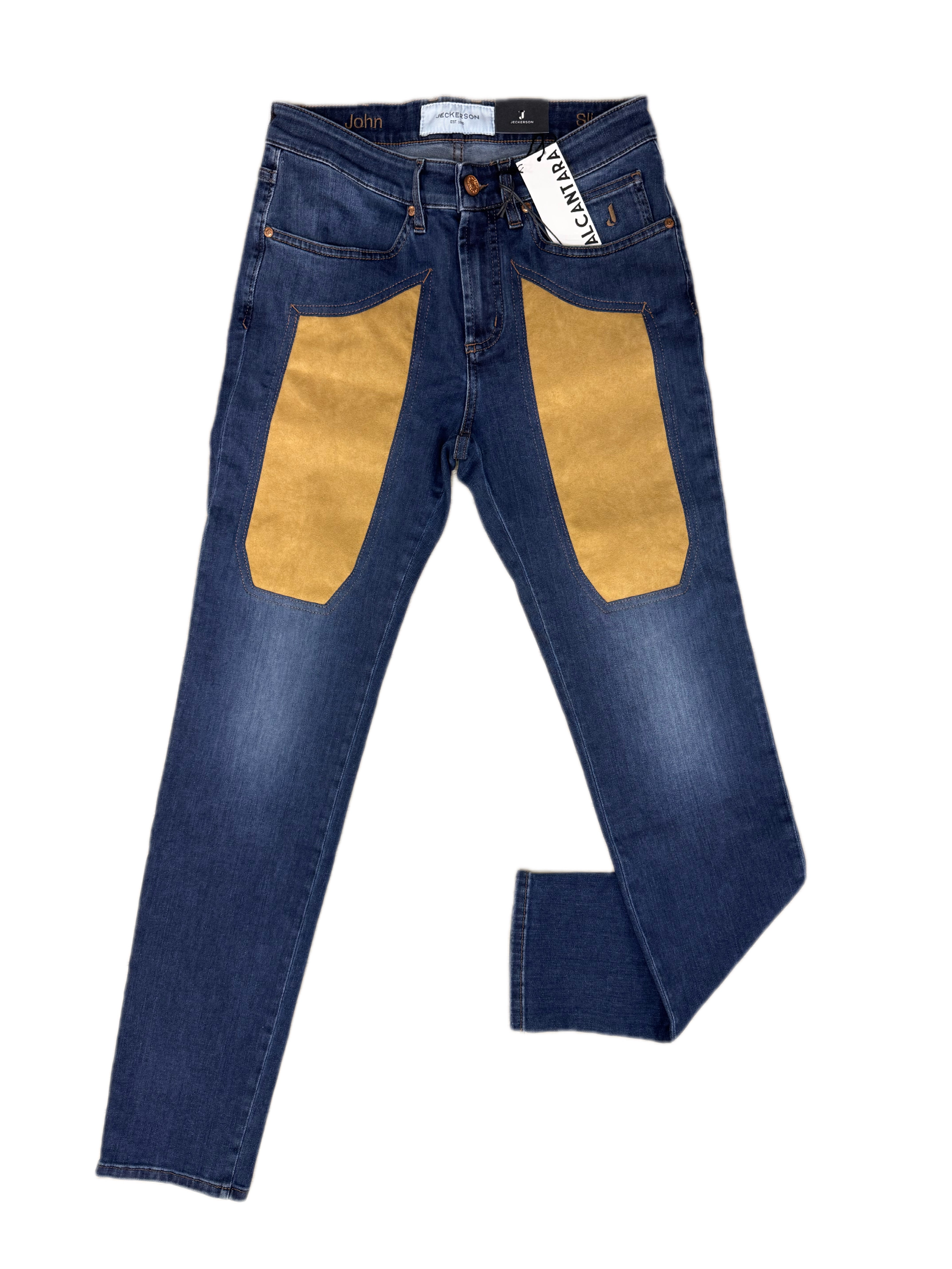 Jeans JECKERSON Blu Medio con toppa Alcanatara