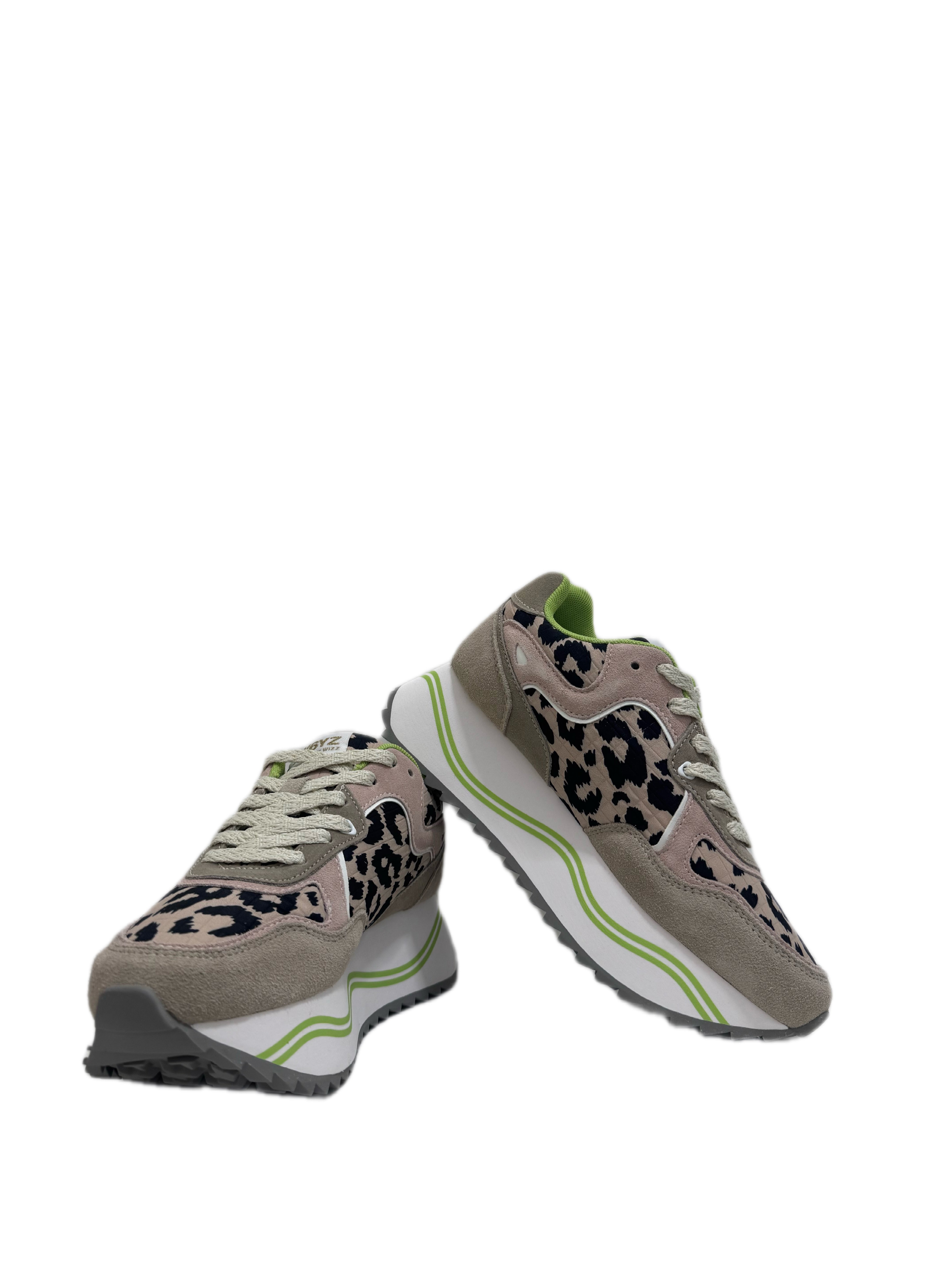 Sneaker W6YZ DEVA in suede e tessuto tecnico - Beige - Nero - Verde