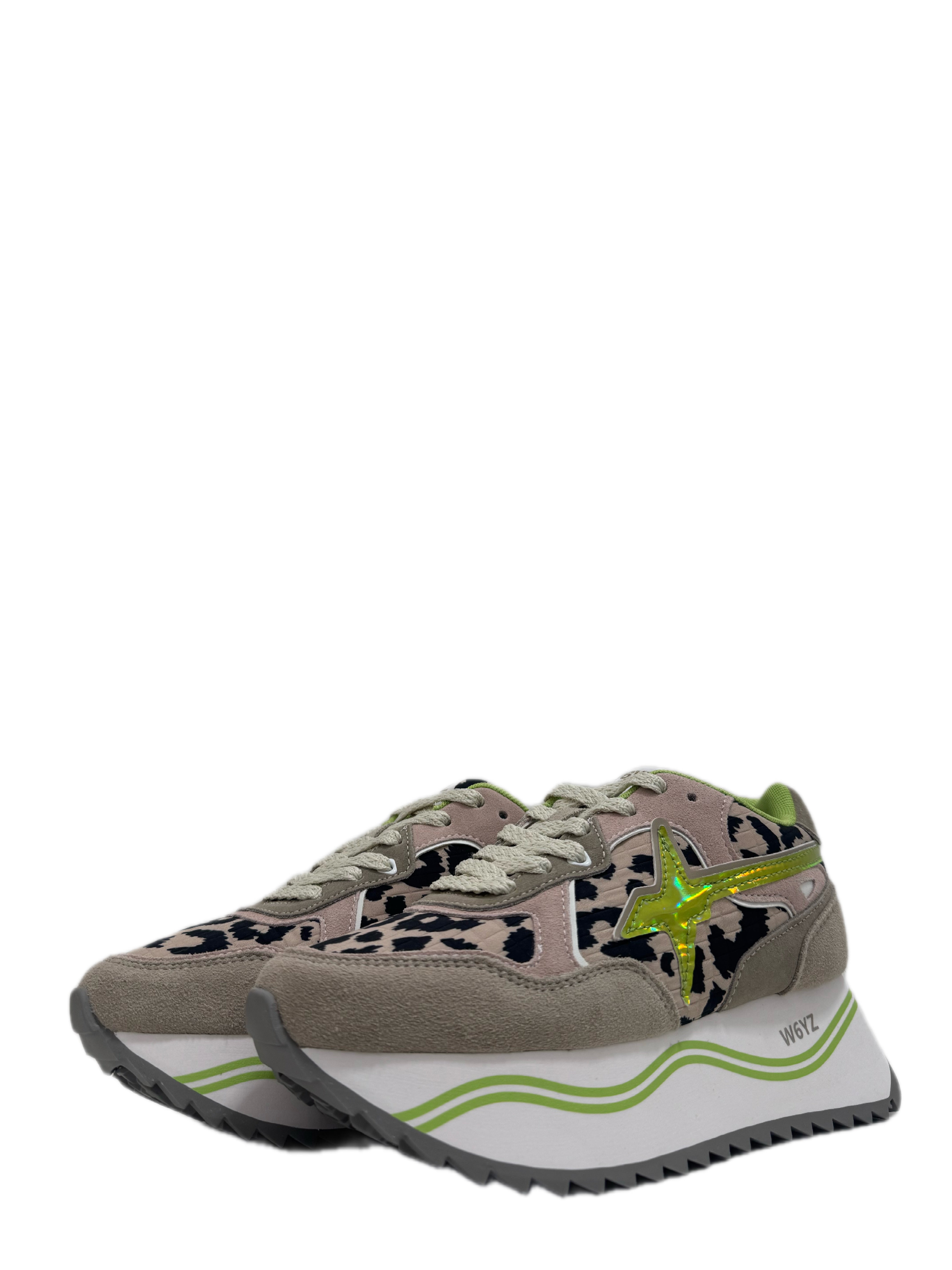 Sneaker W6YZ DEVA in suede e tessuto tecnico - Beige - Nero - Verde