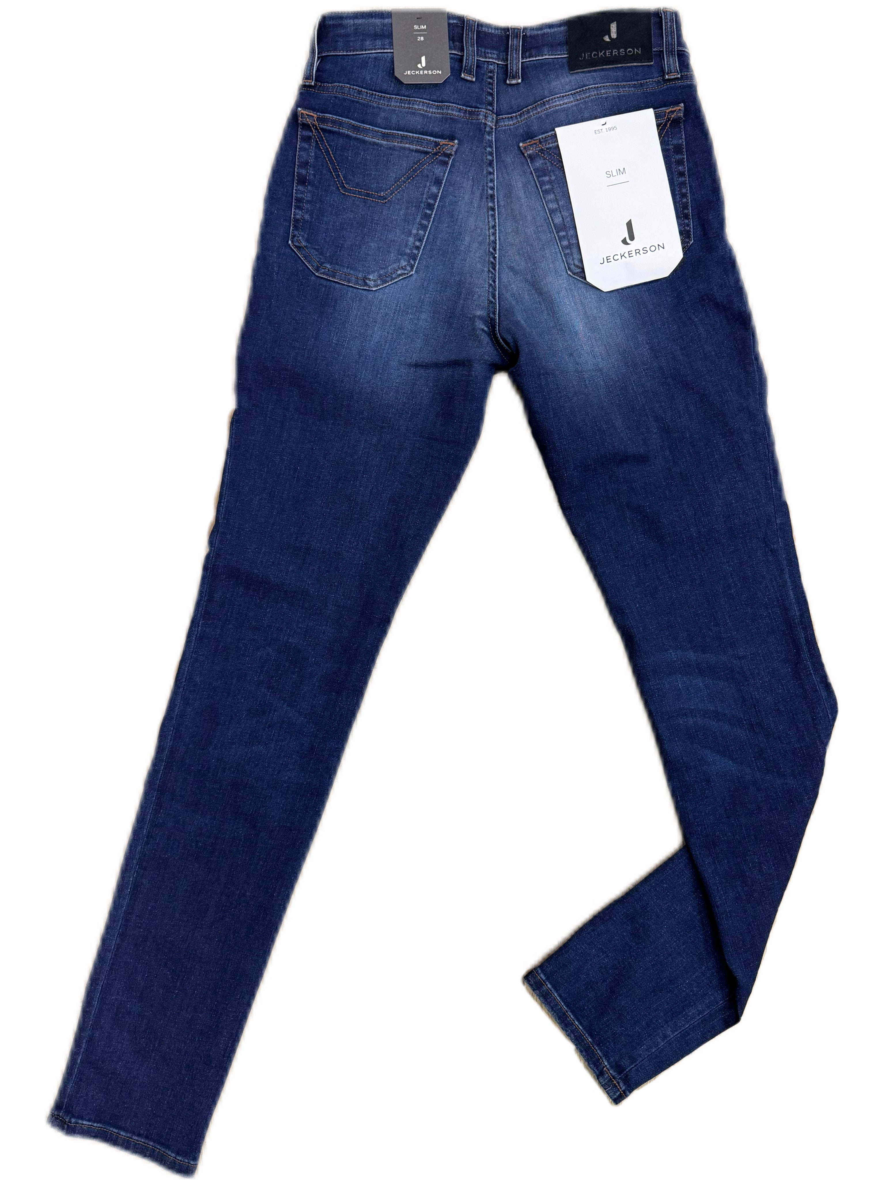 Jeans JECKERSON lavaggio scuro triblend con toppa alcantara blu