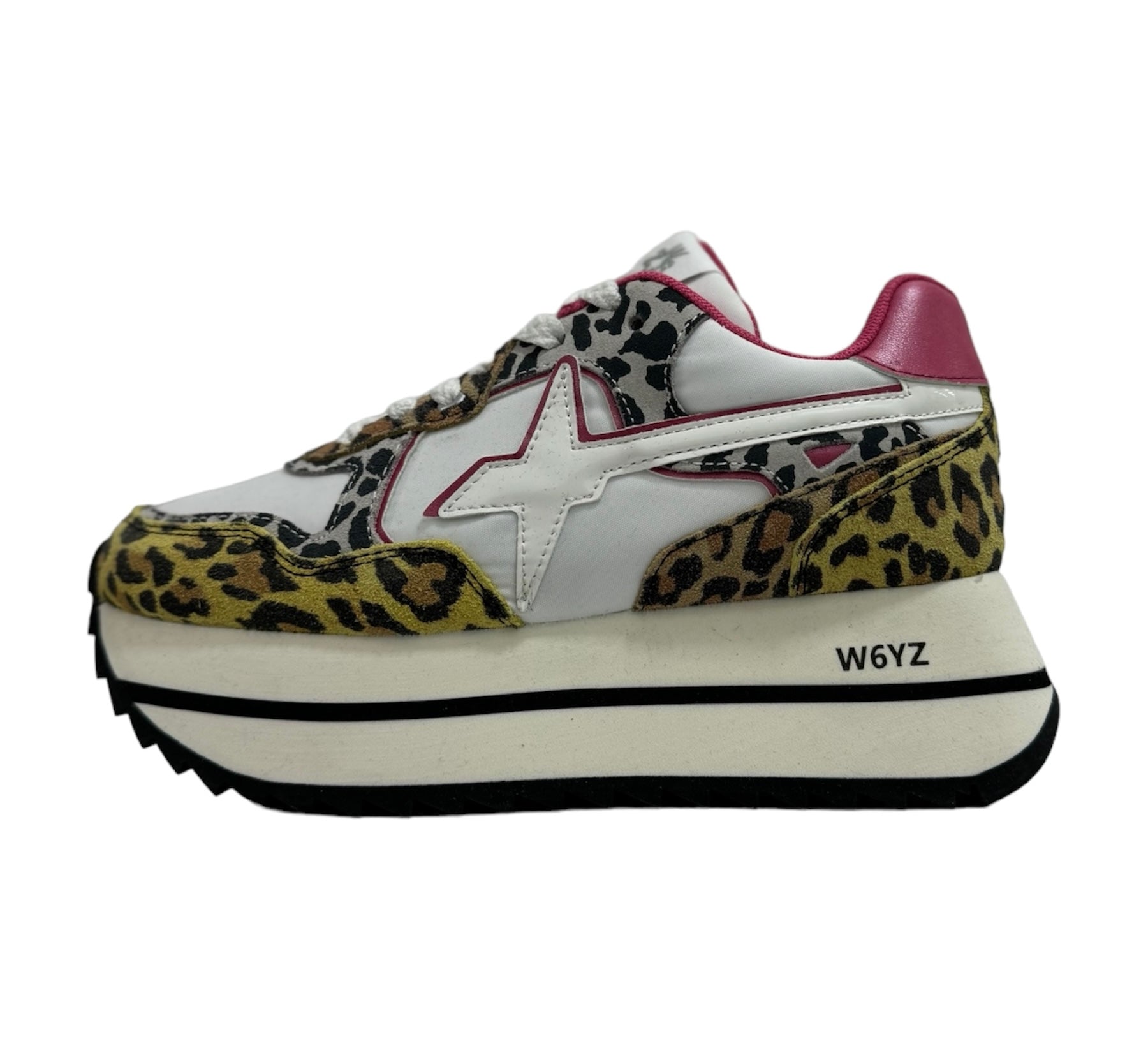 Sneaker W6YZ in tessuto tecnico e suede - bianco-beige leopardato