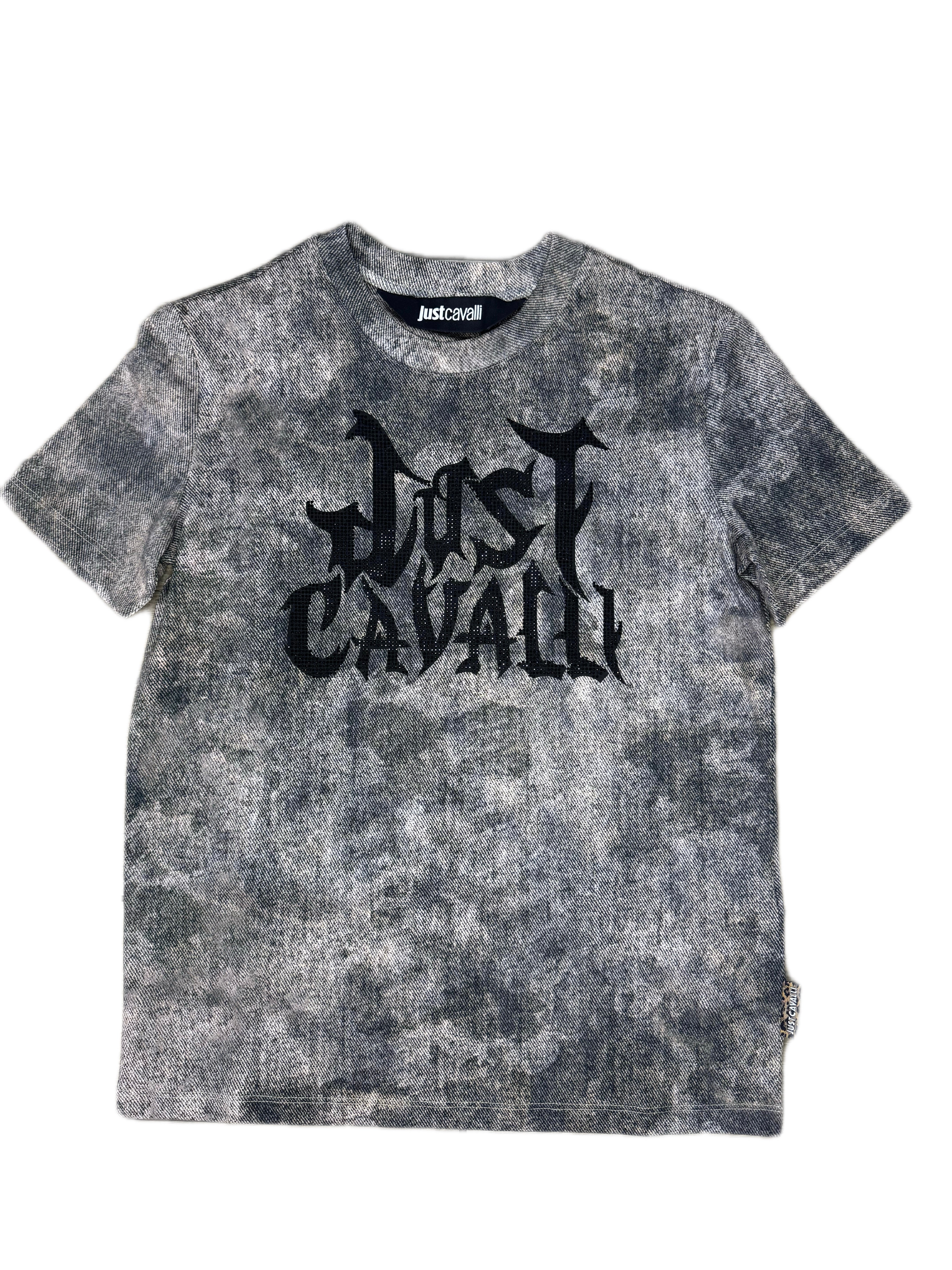 T-shirt JUST CAVALLI texture allover e logo brillantini
