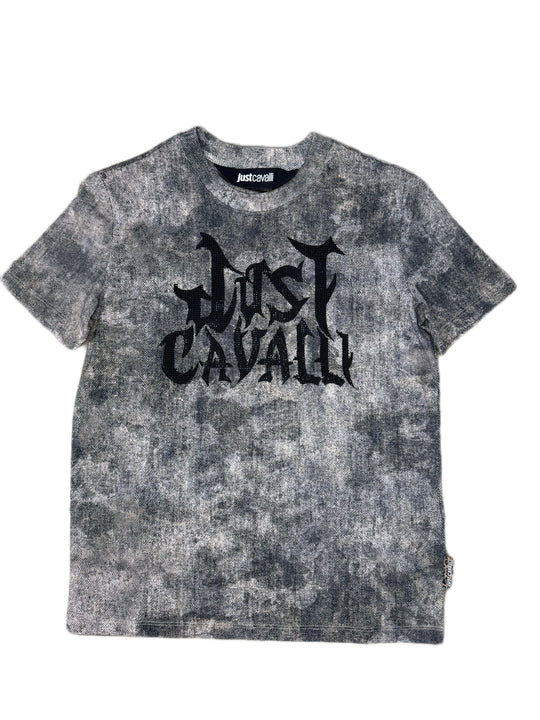 T-shirt JUST CAVALLI texture allover e logo brillantini