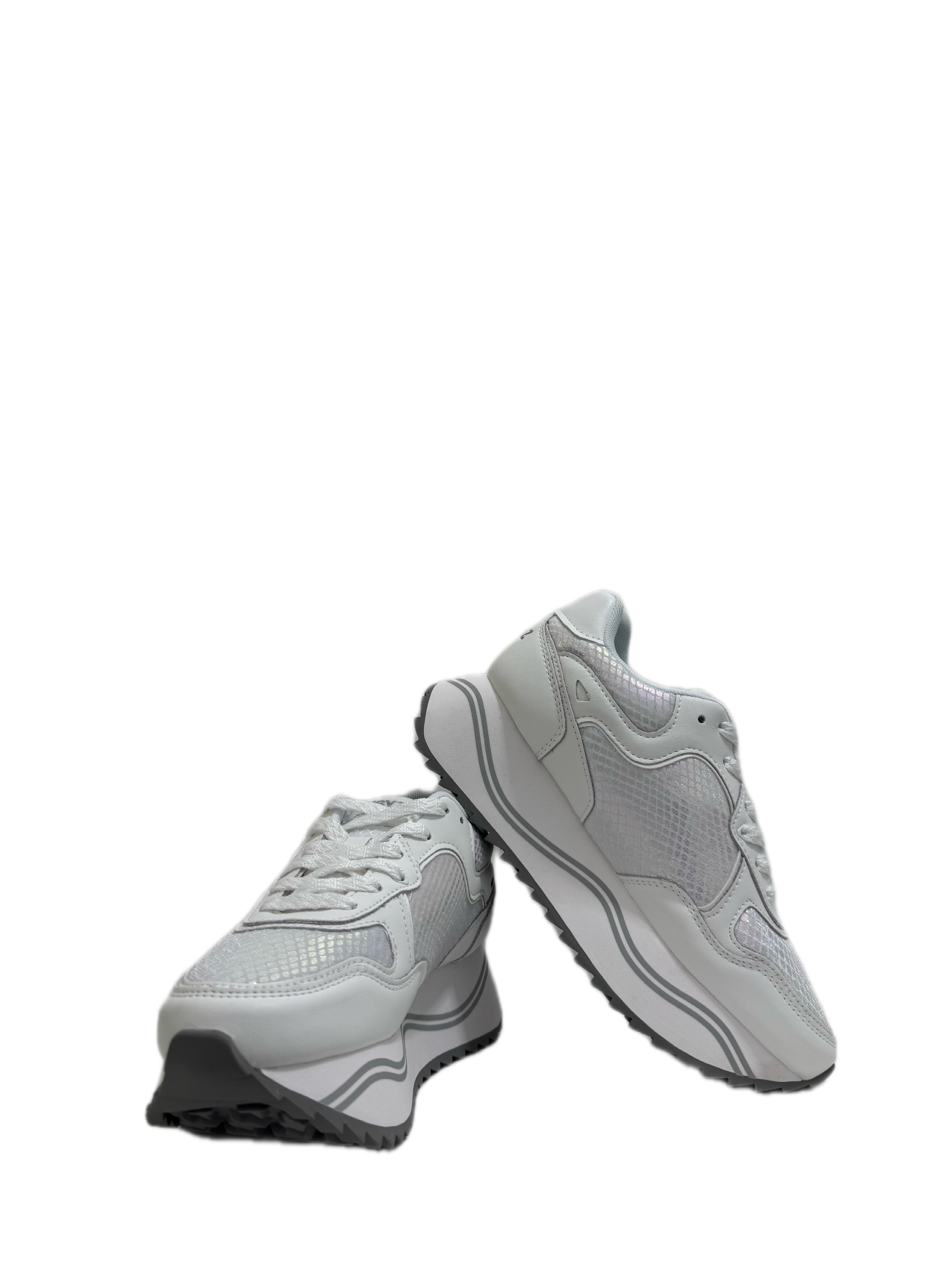 Sneaker W6YZ DEVA in suede e tessuto tecnico - Bianco - Celeste