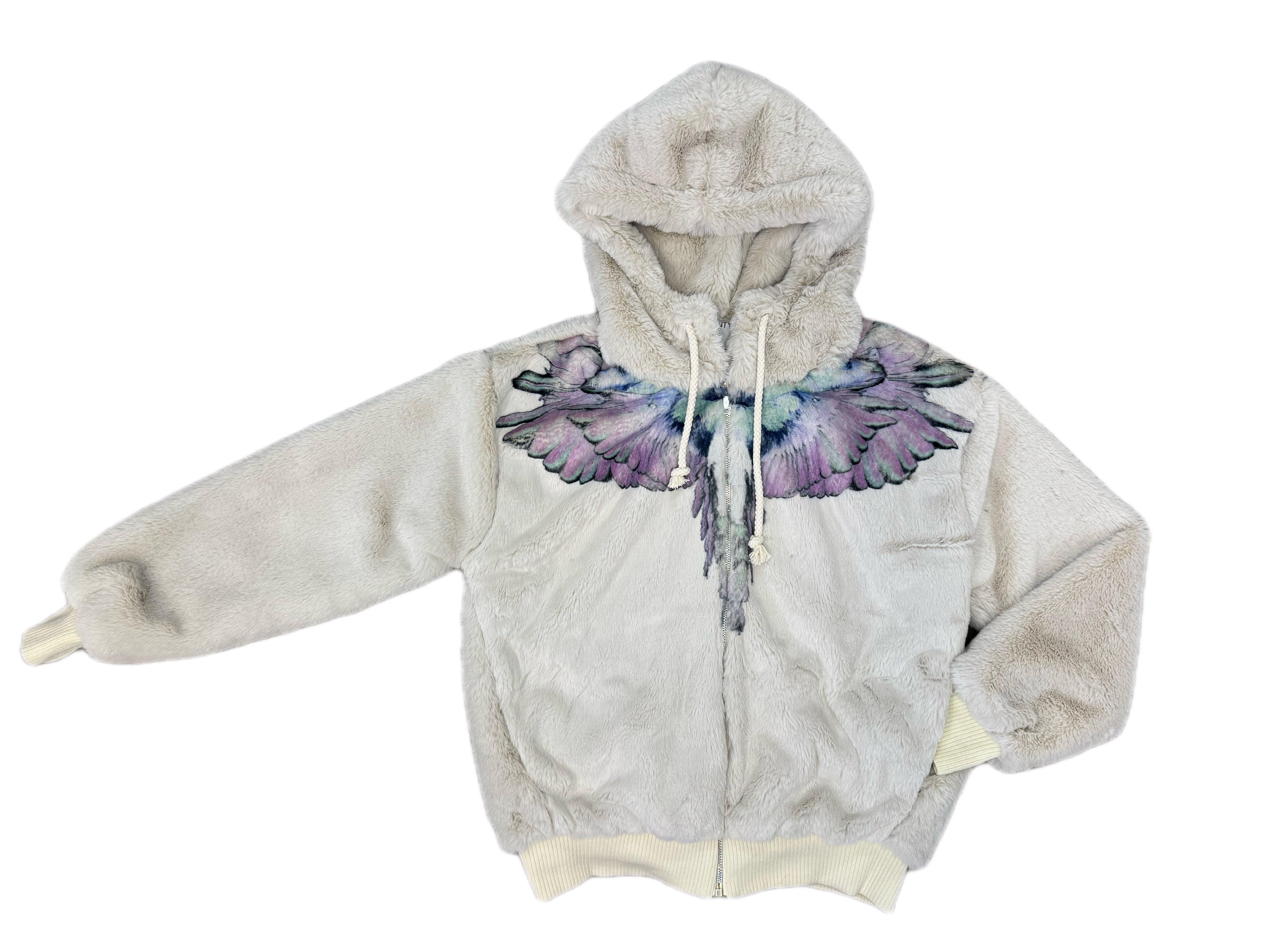 Giacca MARCELO BURLON ecopelliccia fenice con cappuccio