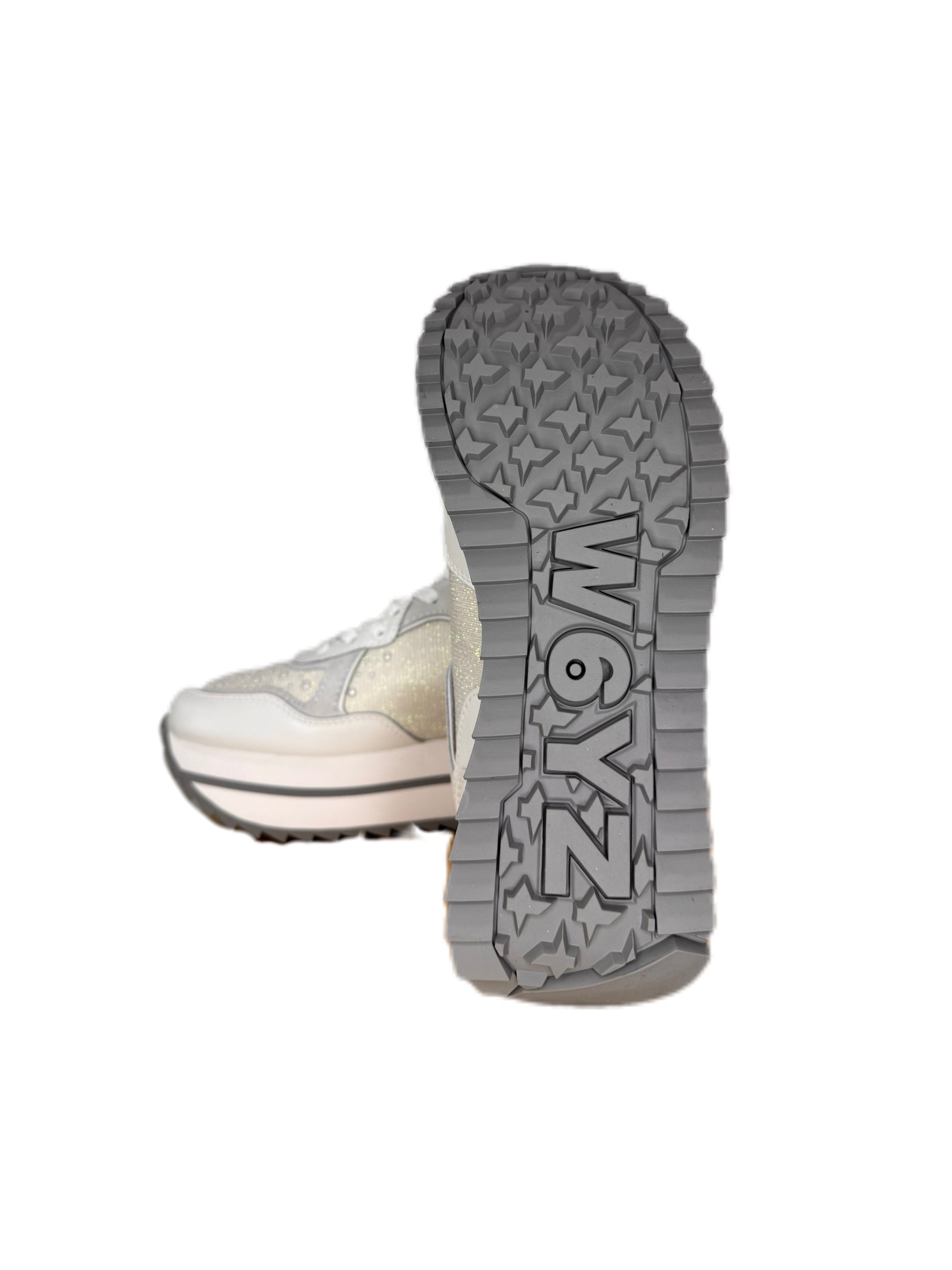 Sneaker W6YZ DEVA in tessuto tecnico e suede - bianco con perle
