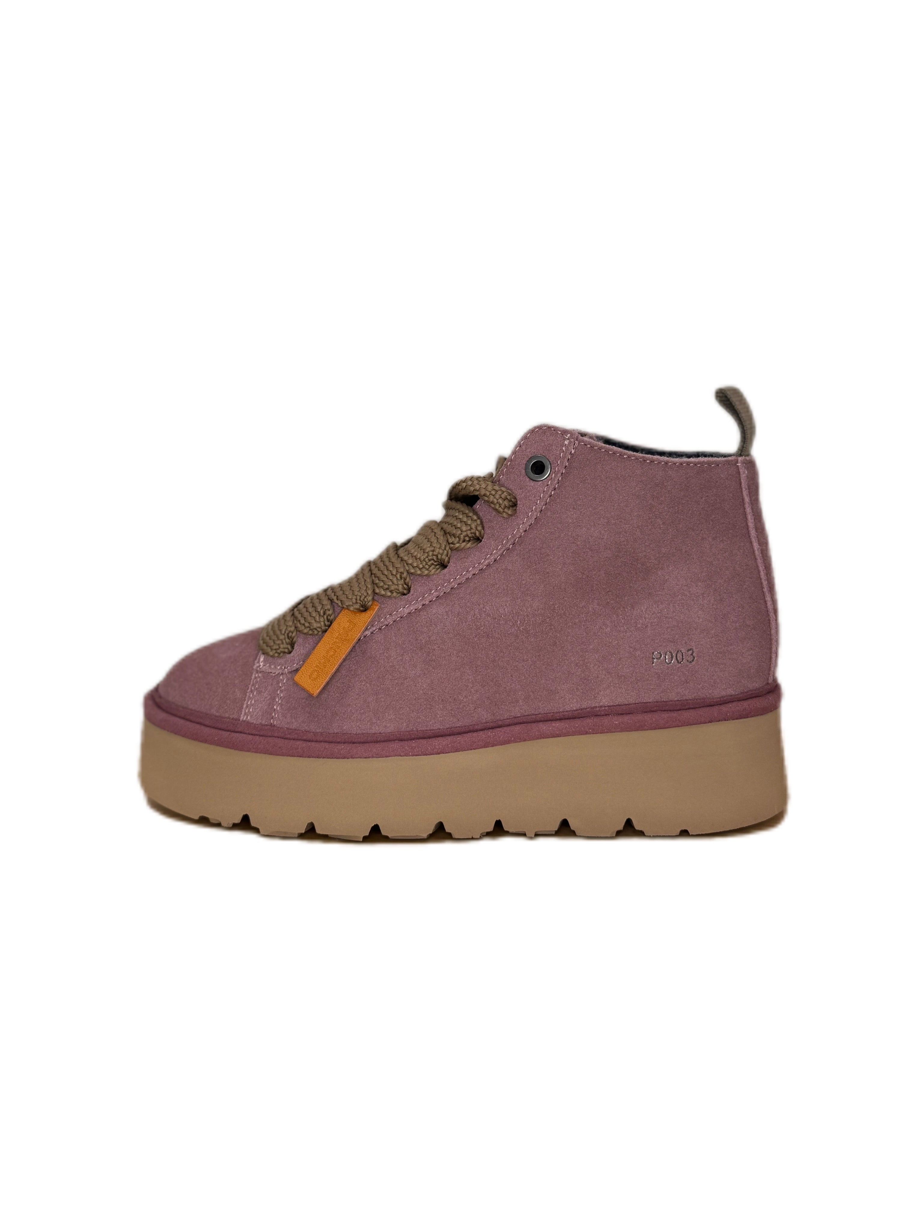 POLACCHINO PANCHIC IN CAMOSCIO FODERATO IN ECOPELLICCIA BROWNROSE