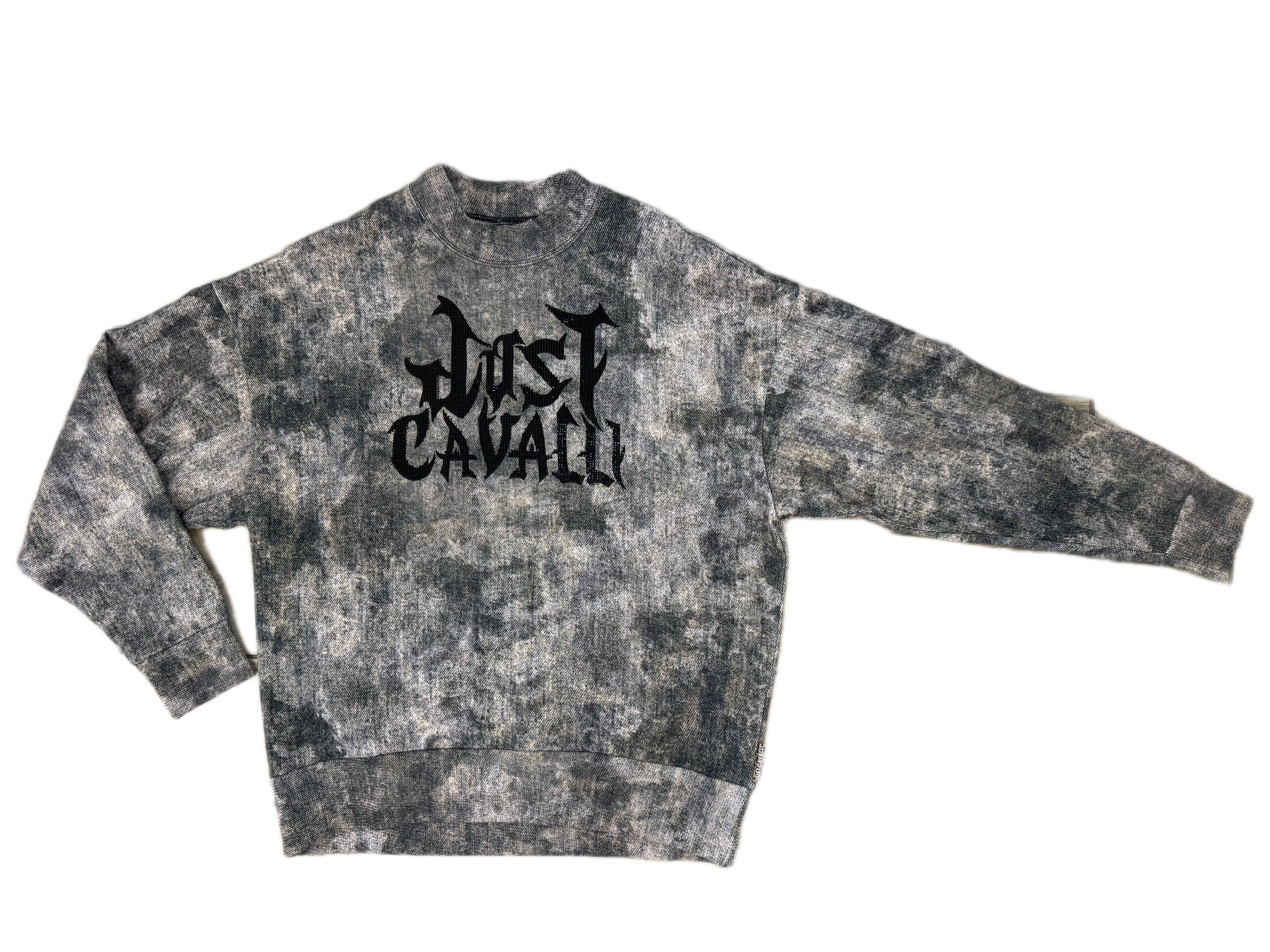 Felpa JUST CAVALLI texture allover e logo brillantini