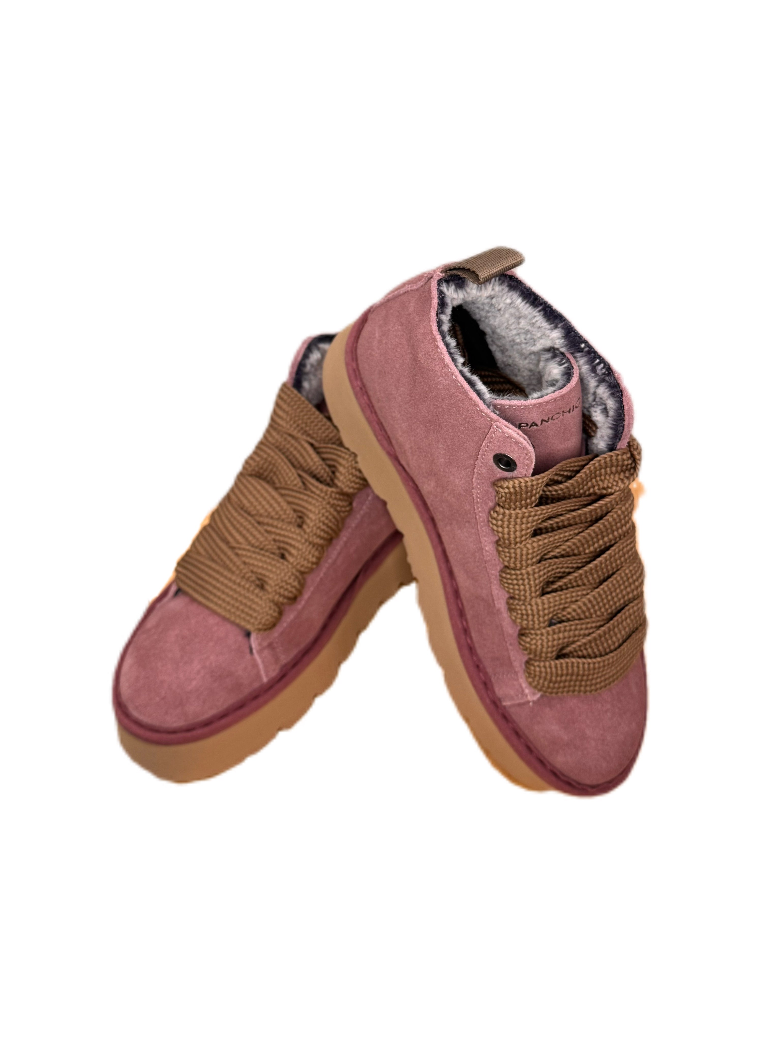 POLACCHINO PANCHIC IN CAMOSCIO FODERATO IN ECOPELLICCIA BROWNROSE