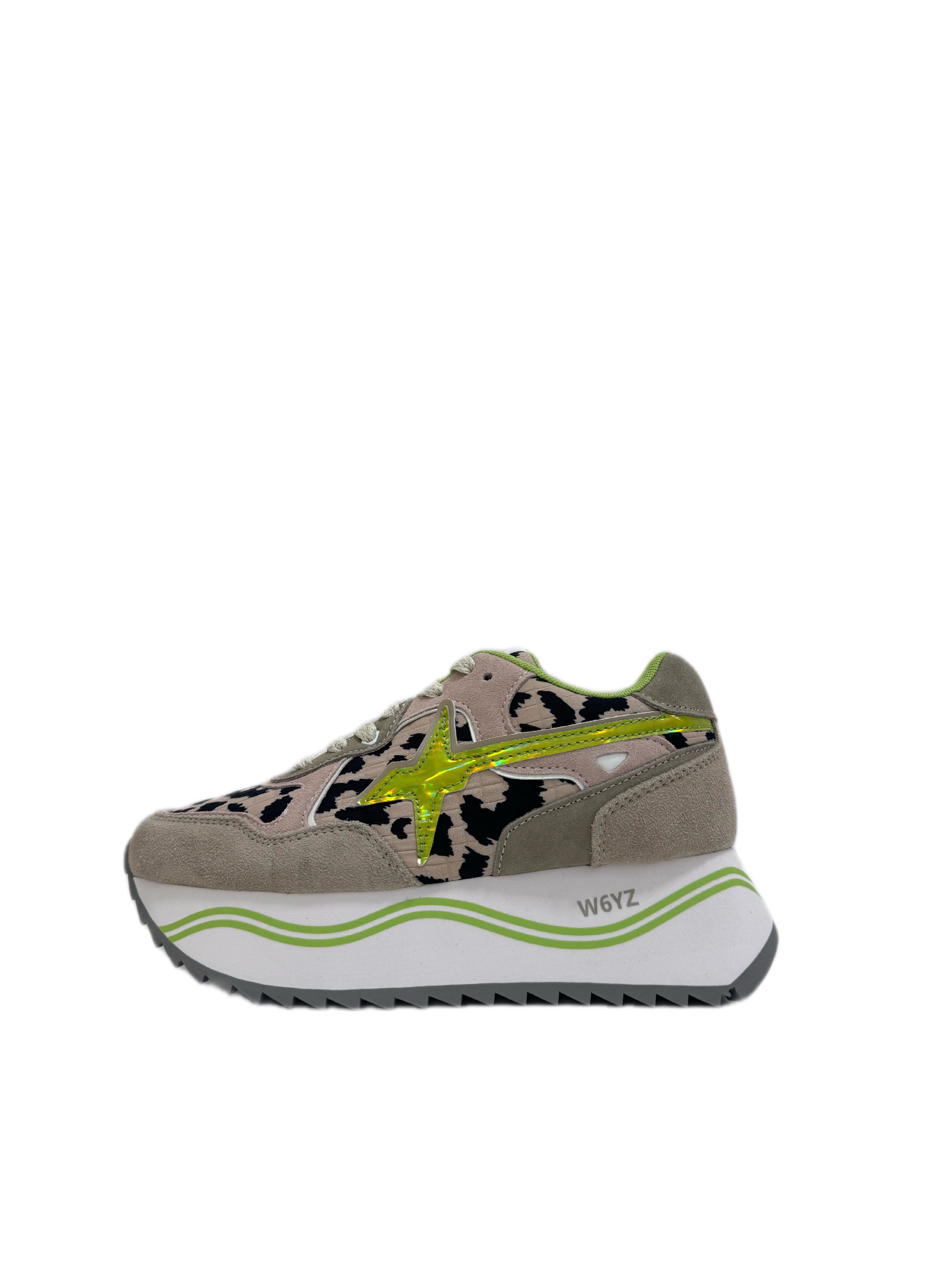 Sneaker W6YZ DEVA in suede e tessuto tecnico - Beige - Nero - Verde