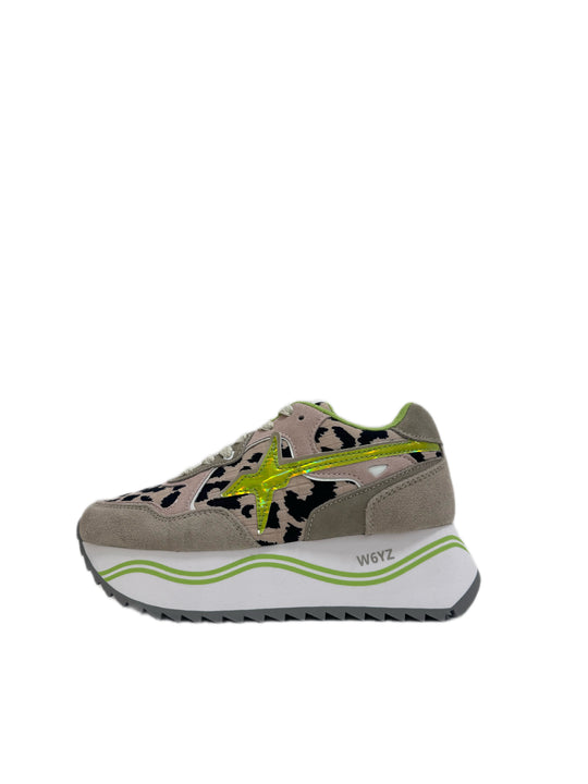 Sneaker W6YZ DEVA in suede e tessuto tecnico - Beige - Nero - Verde