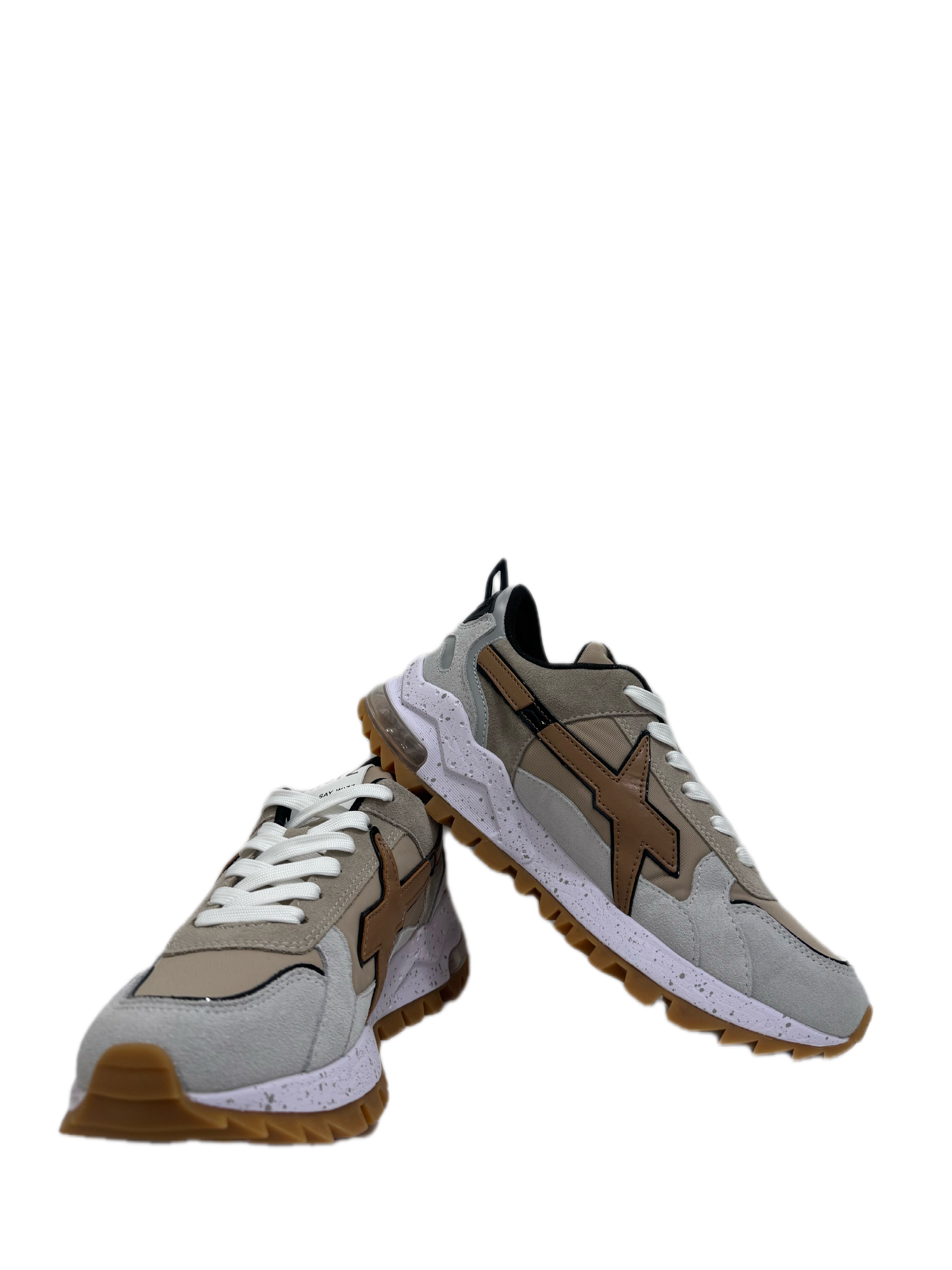 Sneaker W6YZ BREEZE in tessuto tecnico e suede - Bianco - Grigio -Marrone