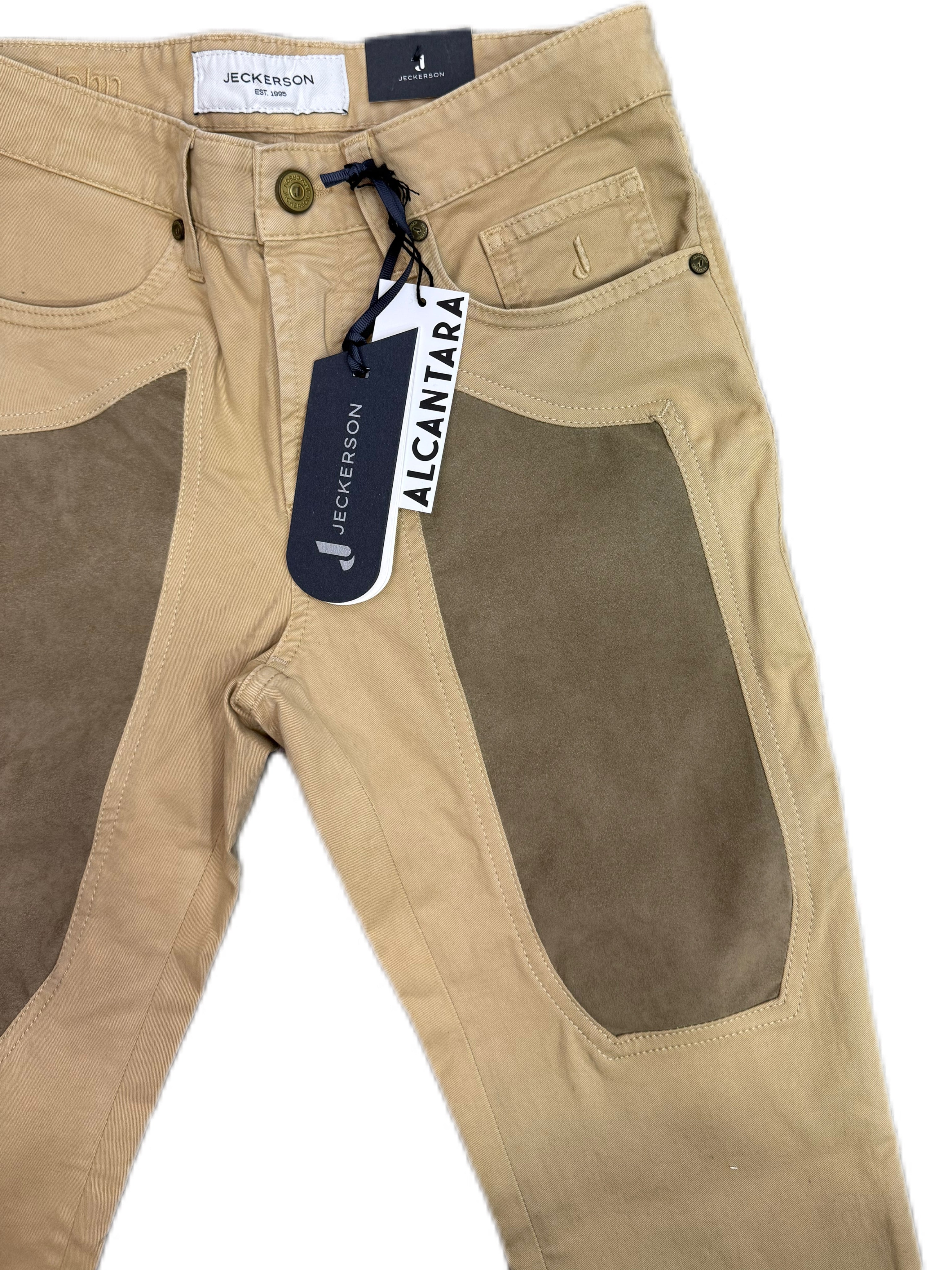 Pantalone JECKERSON beige con toppa alcantara