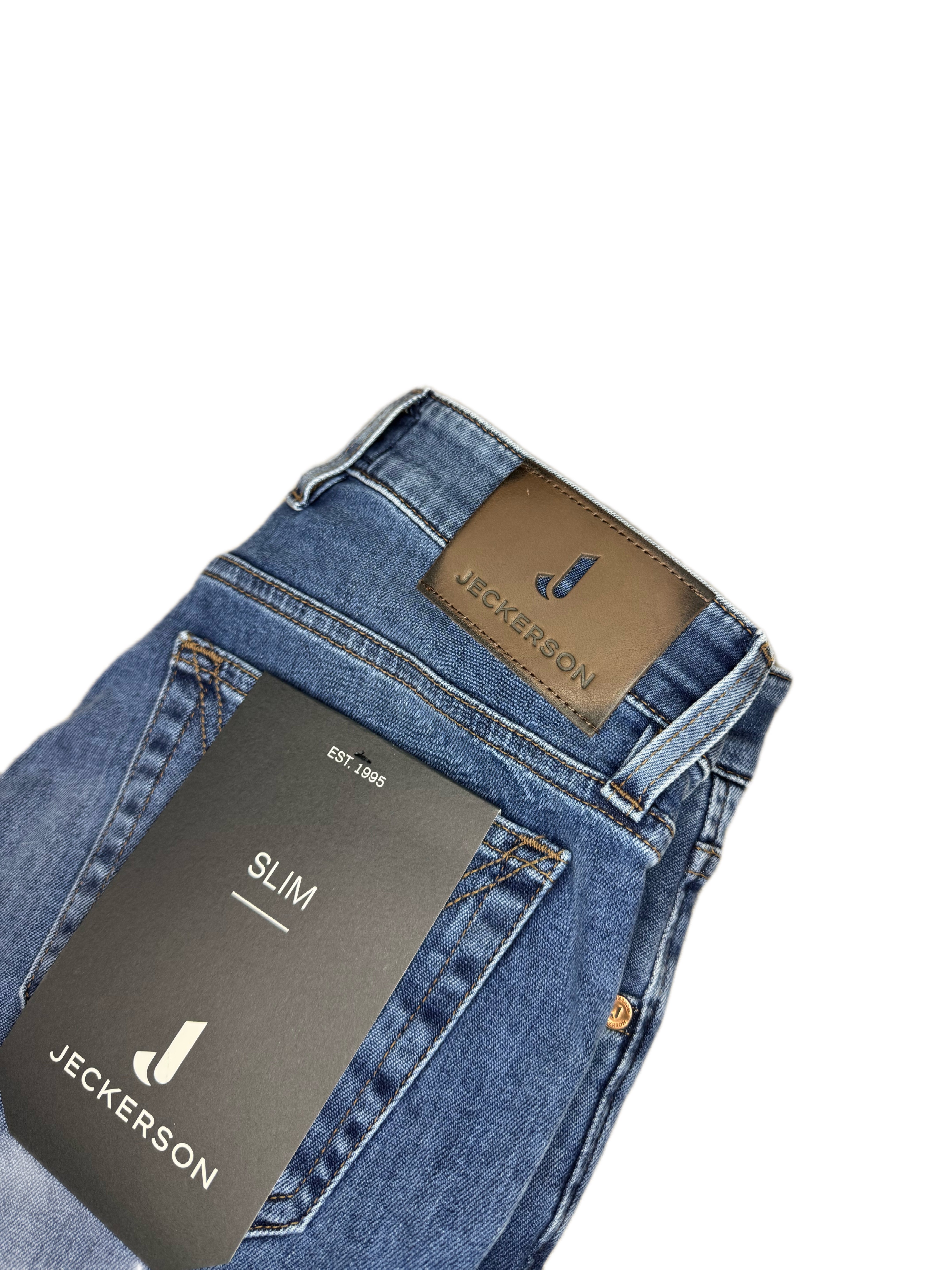 Jeans JECKERSON Blu Medio con toppa Alcanatara